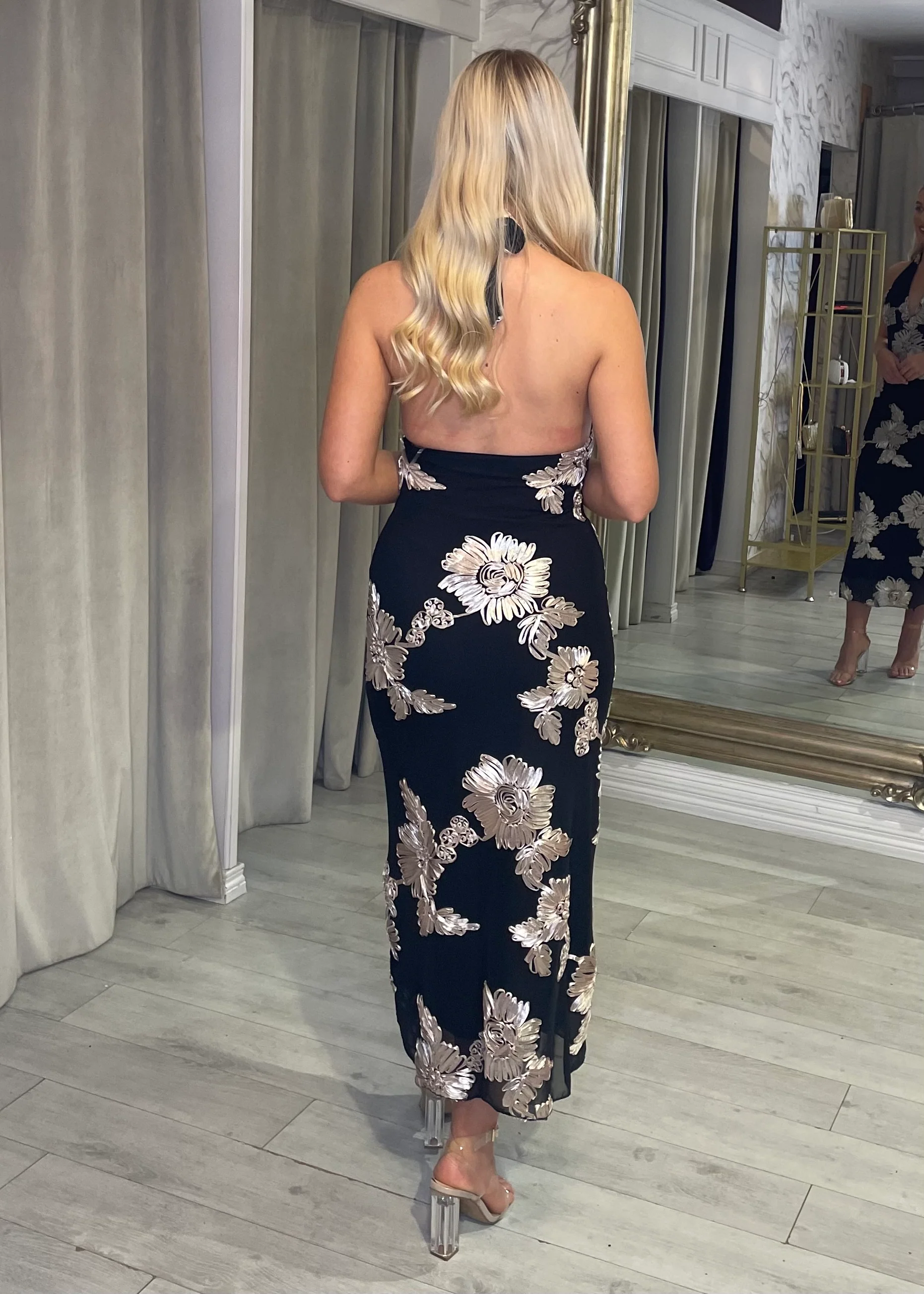 “Alima” Dress In Black & Gold - Image 2