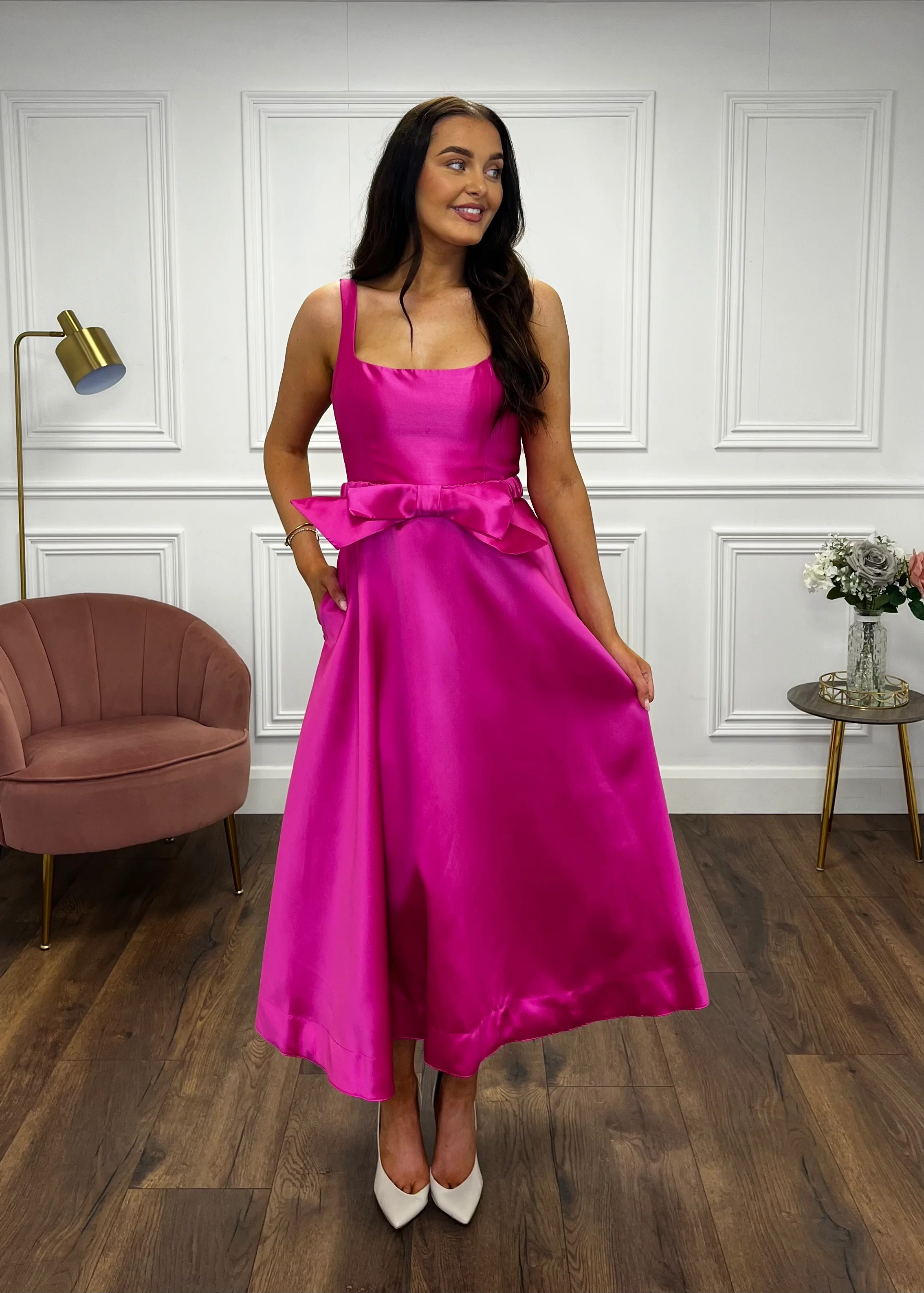 “Aria” Dress In Fuchsia - Image 2