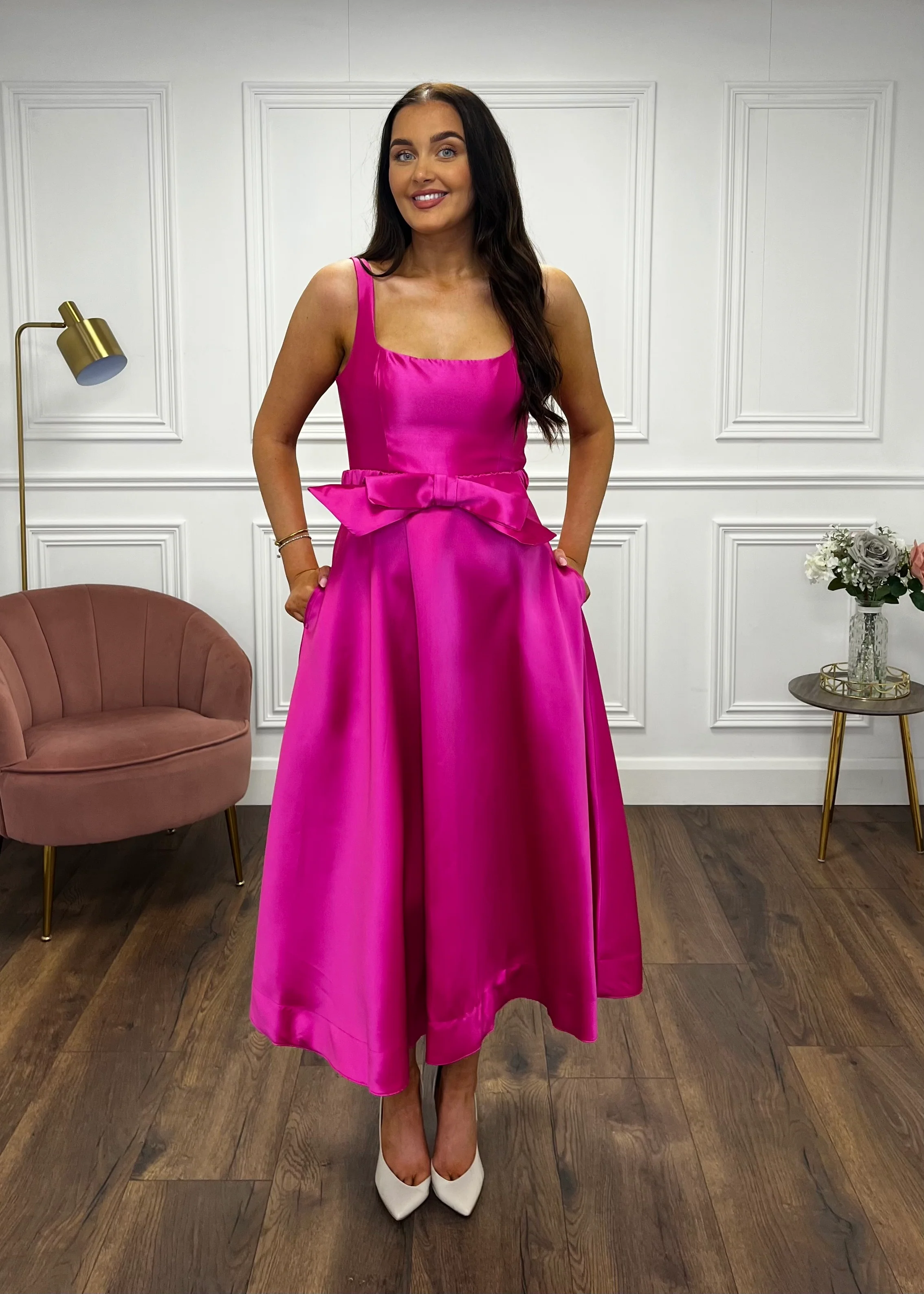 “Aria” Dress In Fuchsia - Image 4