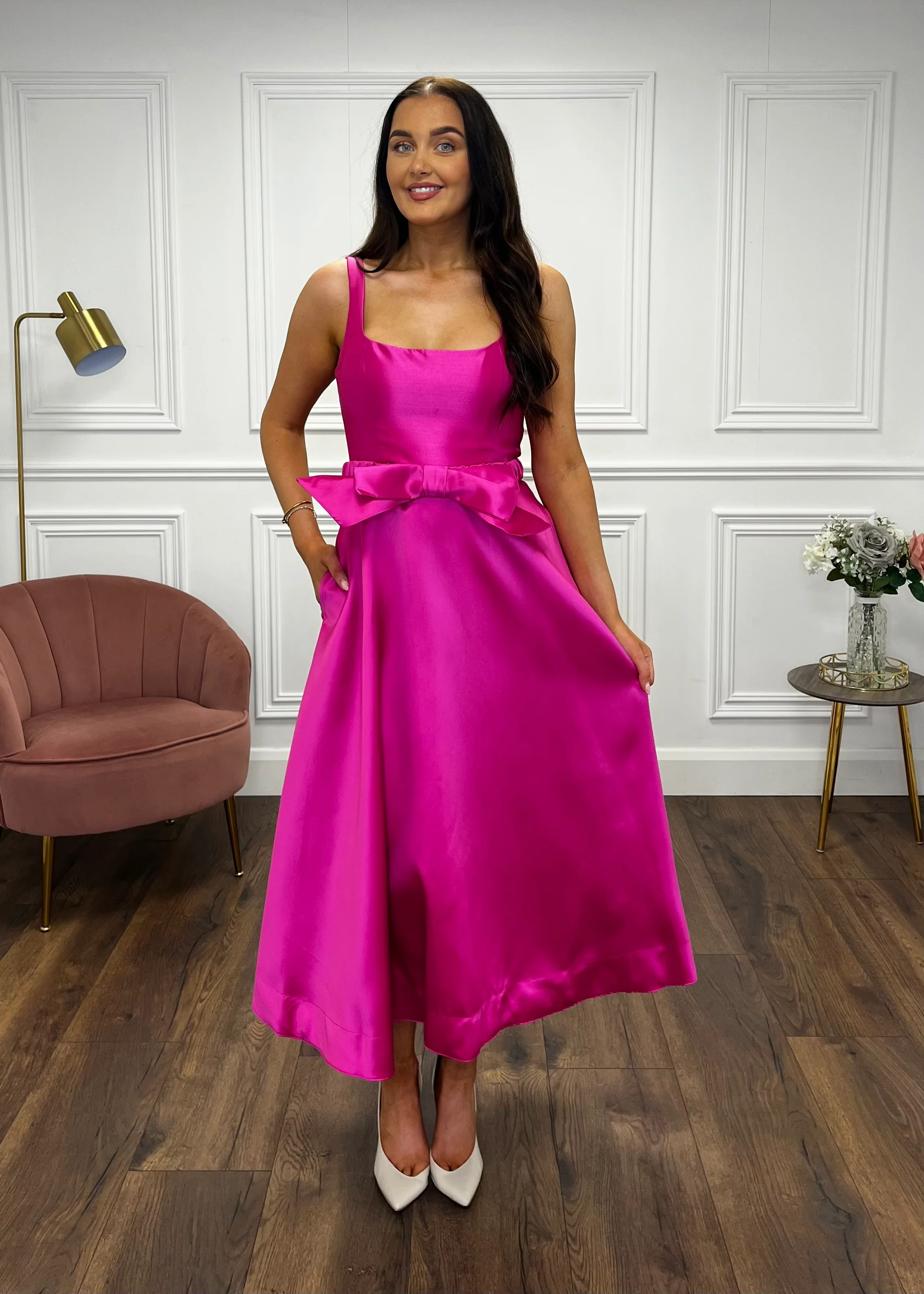“Aria” Dress In Fuchsia - Image 5