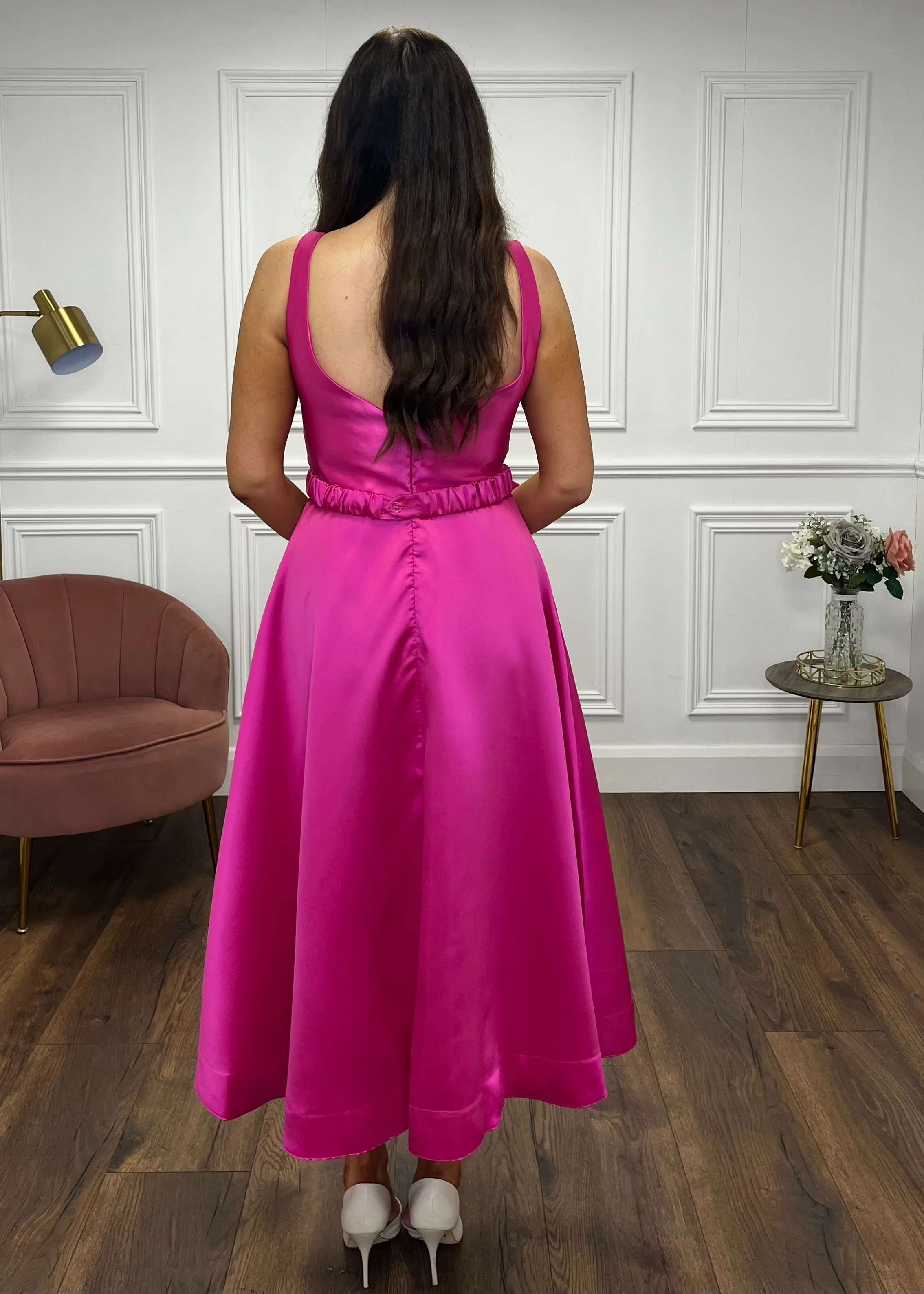 “Aria” Dress In Fuchsia - Image 7