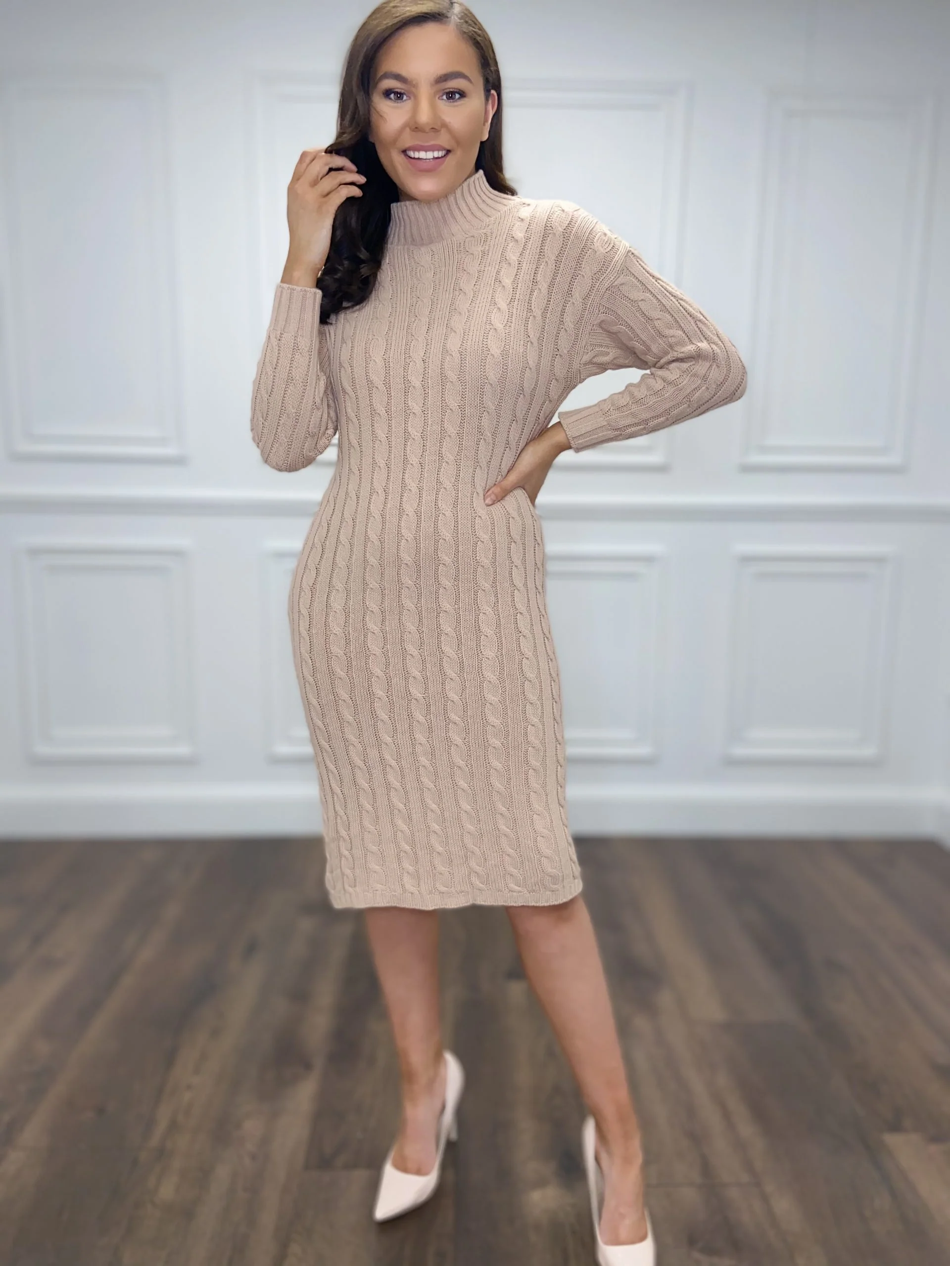 Blush Cable Knit Dress - Image 3