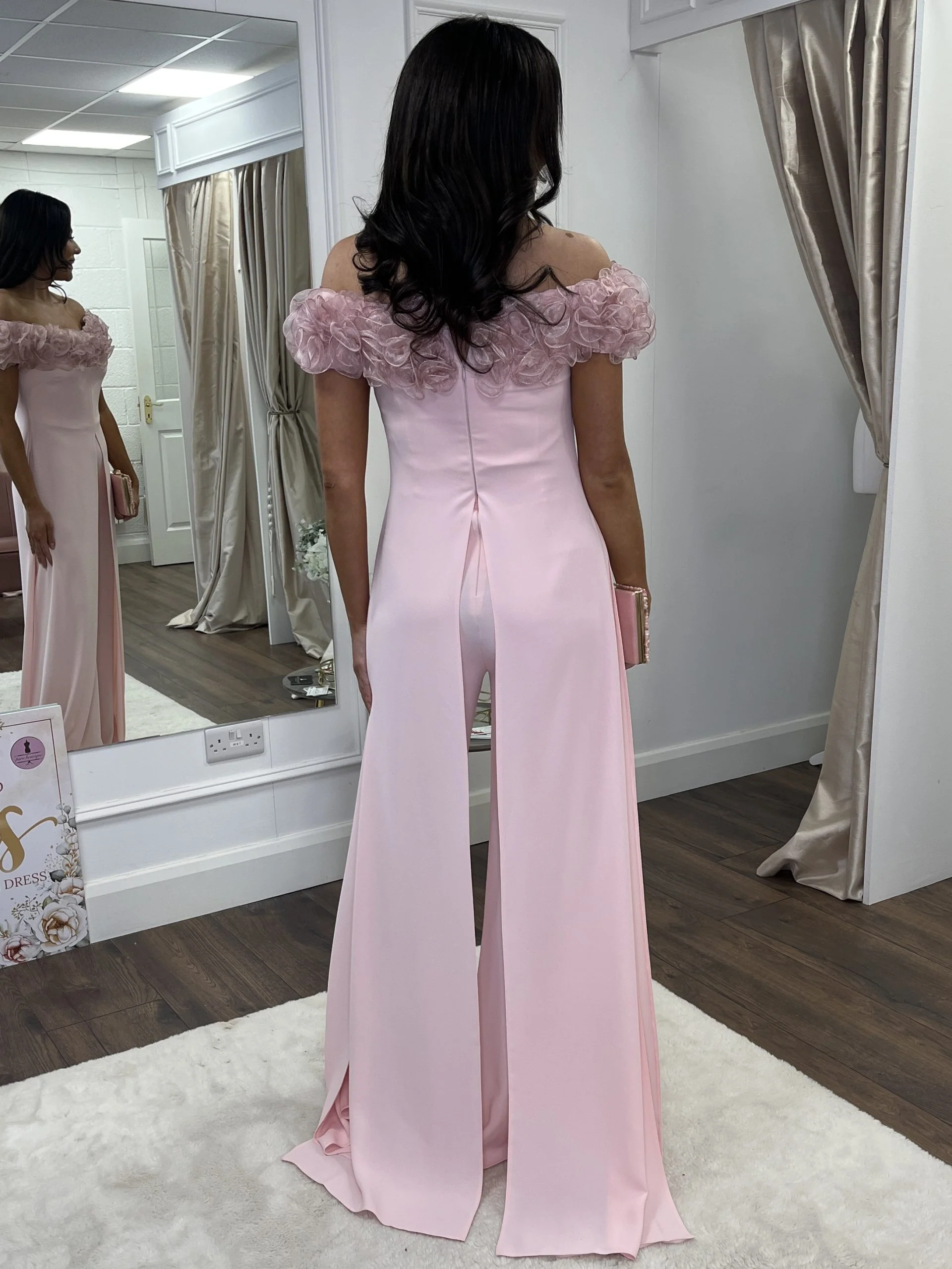 Blush Pink Off The Shoulder Jumpsuit - Image 3