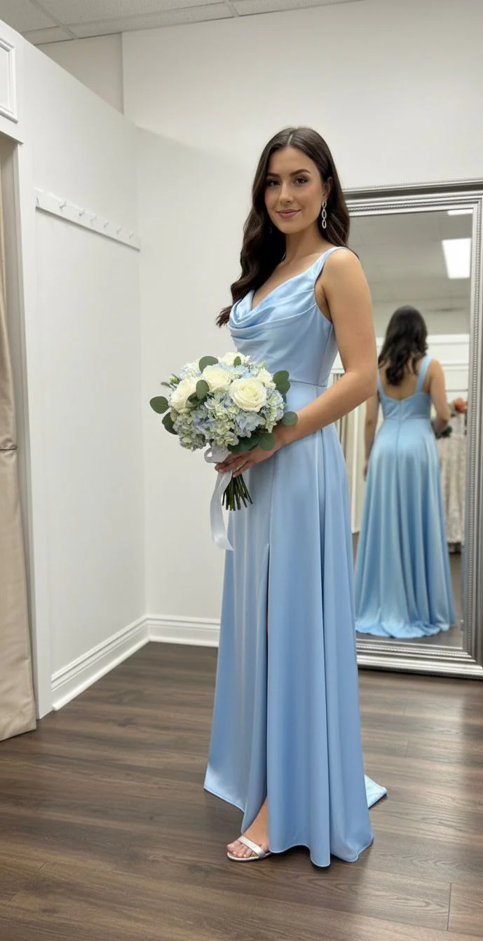 "Elera" Bridesmaid Dress In light blue - Image 2