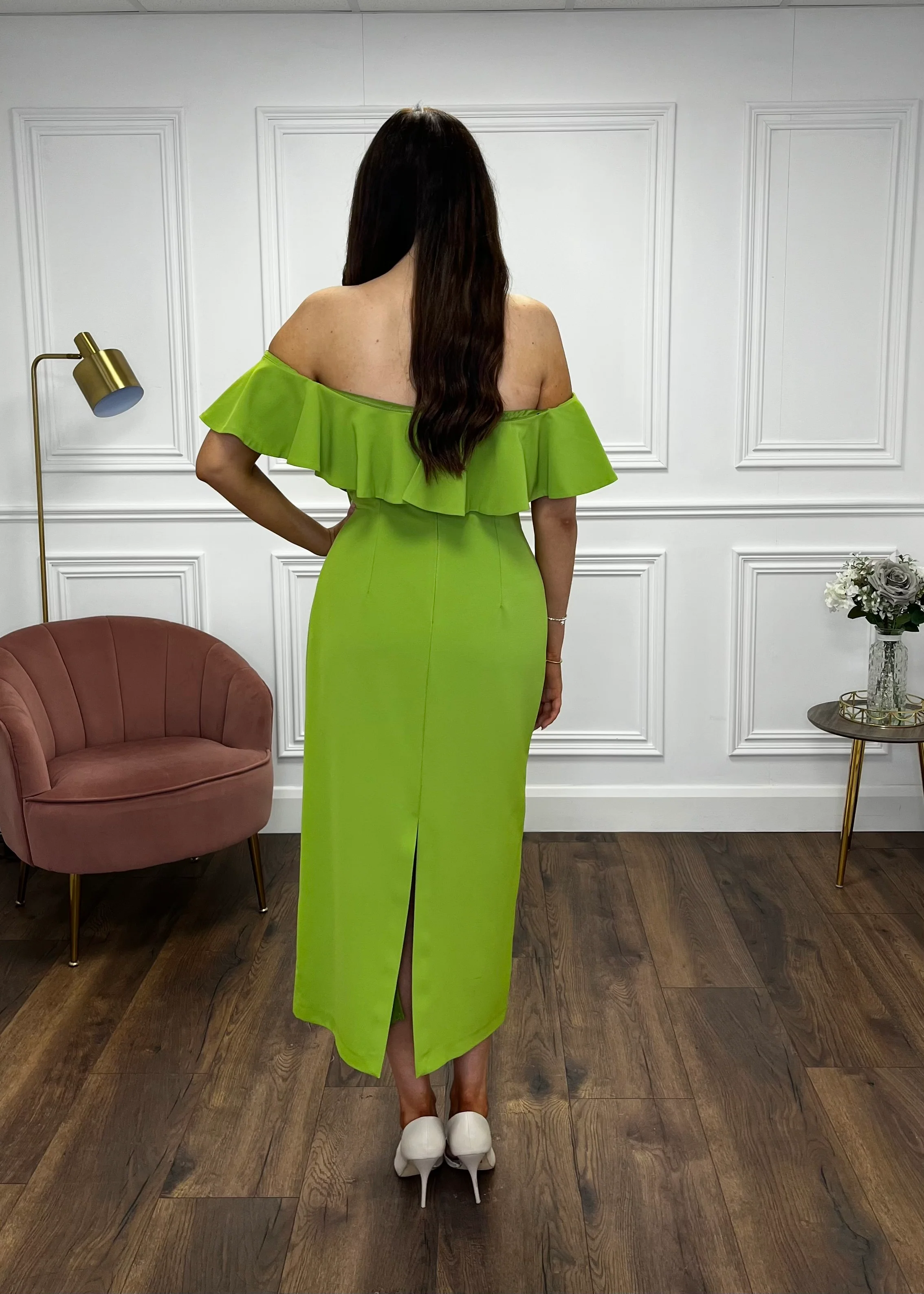 “Connie” Dress In Lime Green - Image 4
