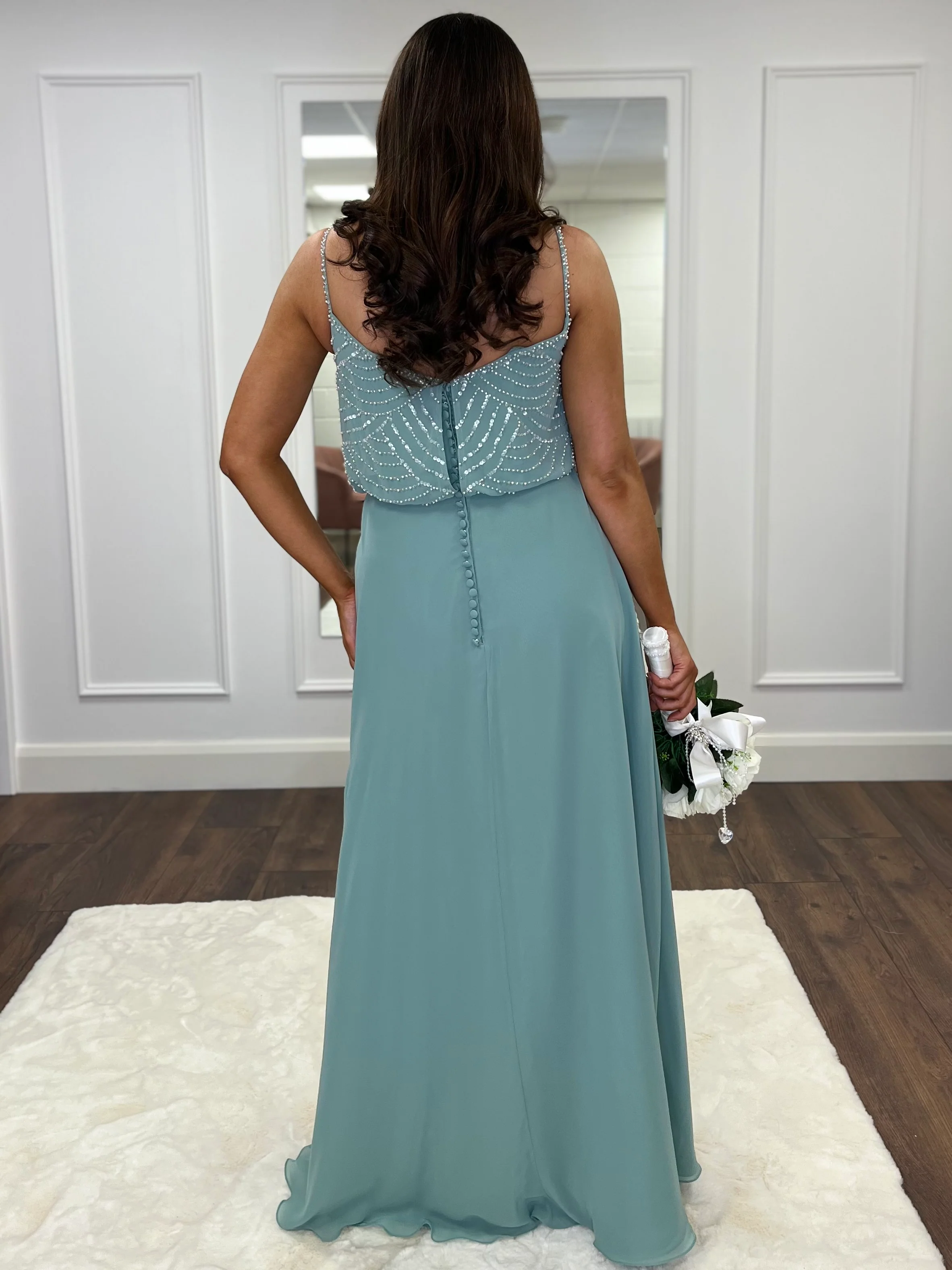 “Lily” Bridesmaid Dress In Silver Fern - Image 3