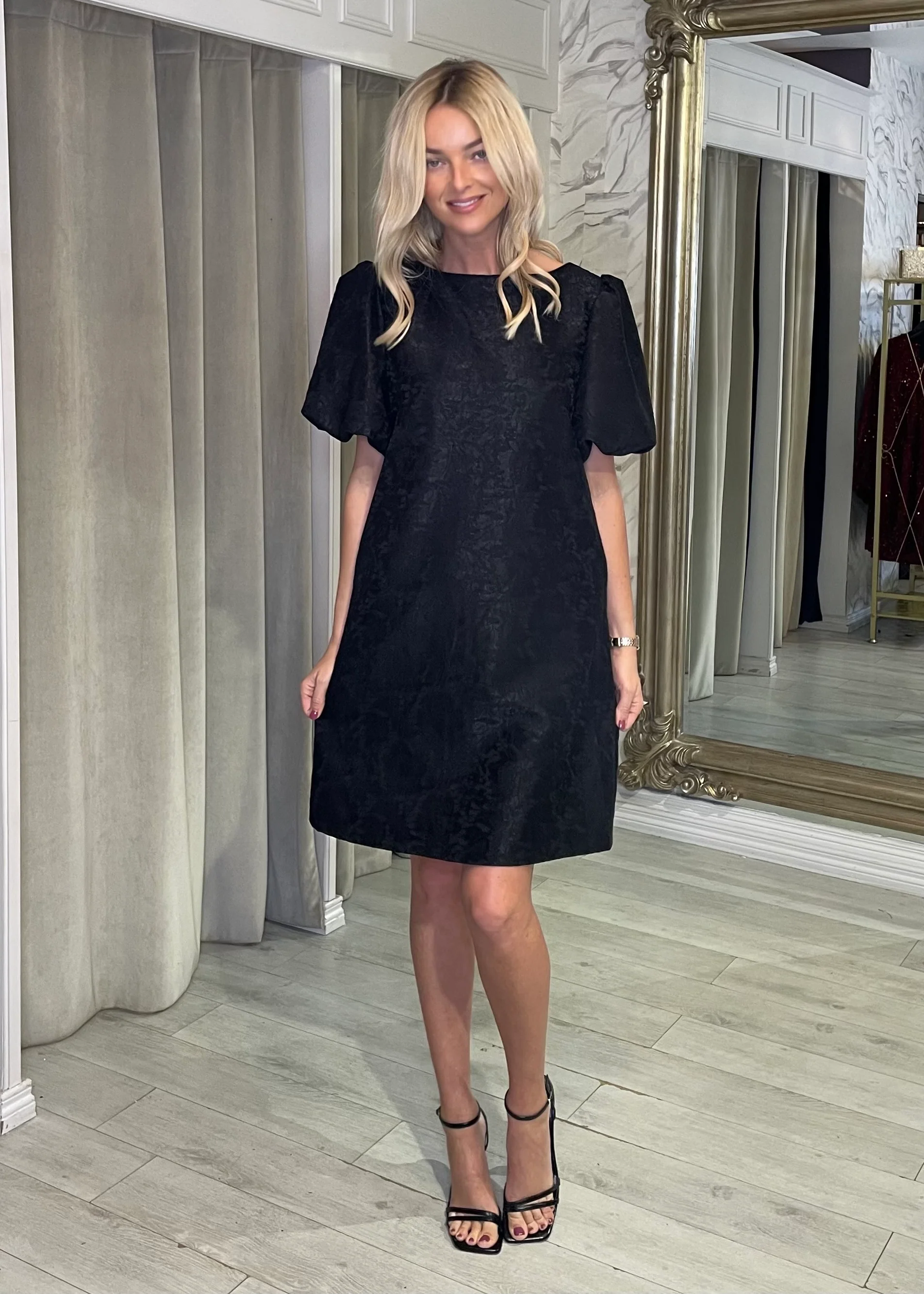 “Darla” Dress In Black Jacquard - Image 2