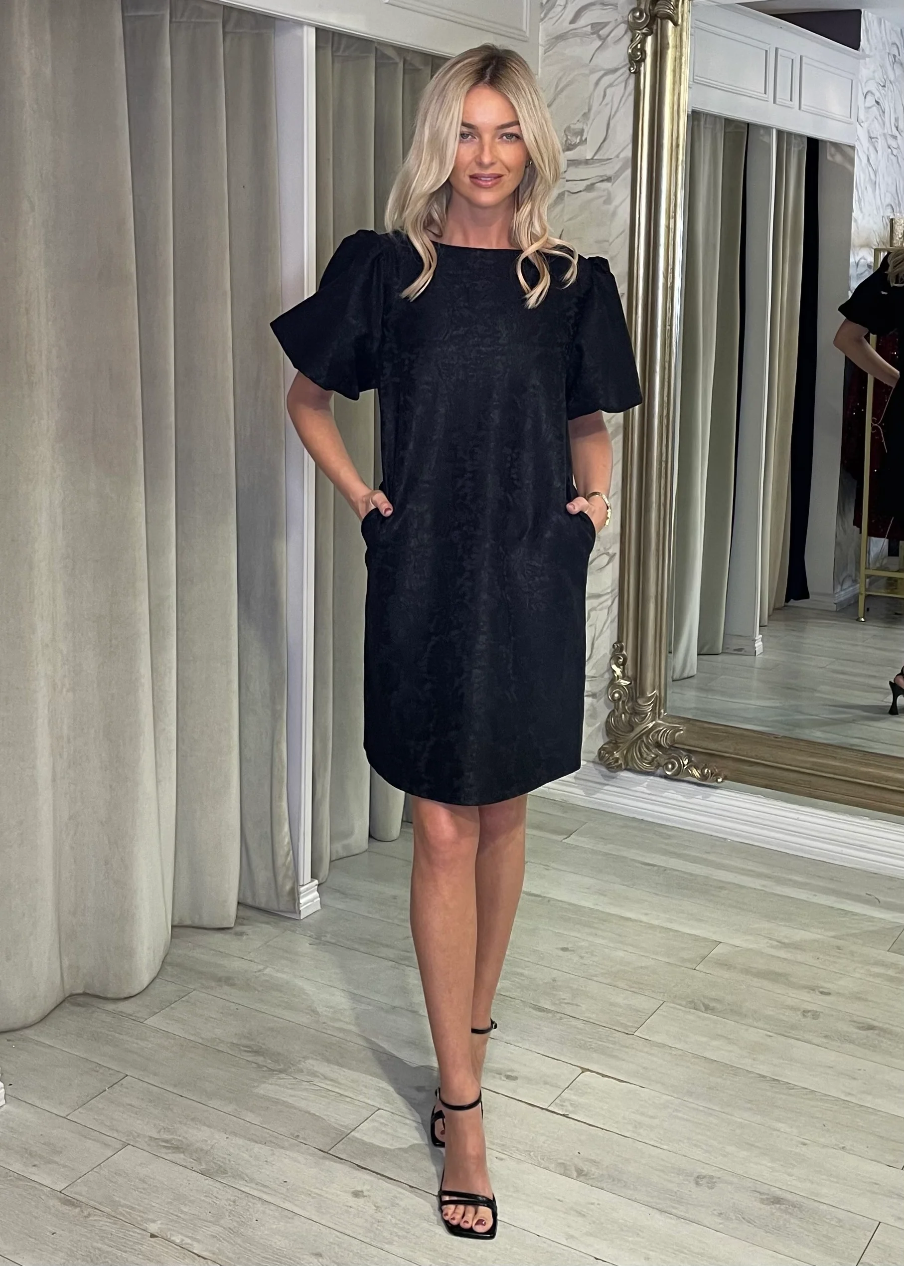 “Darla” Dress In Black Jacquard - Image 4