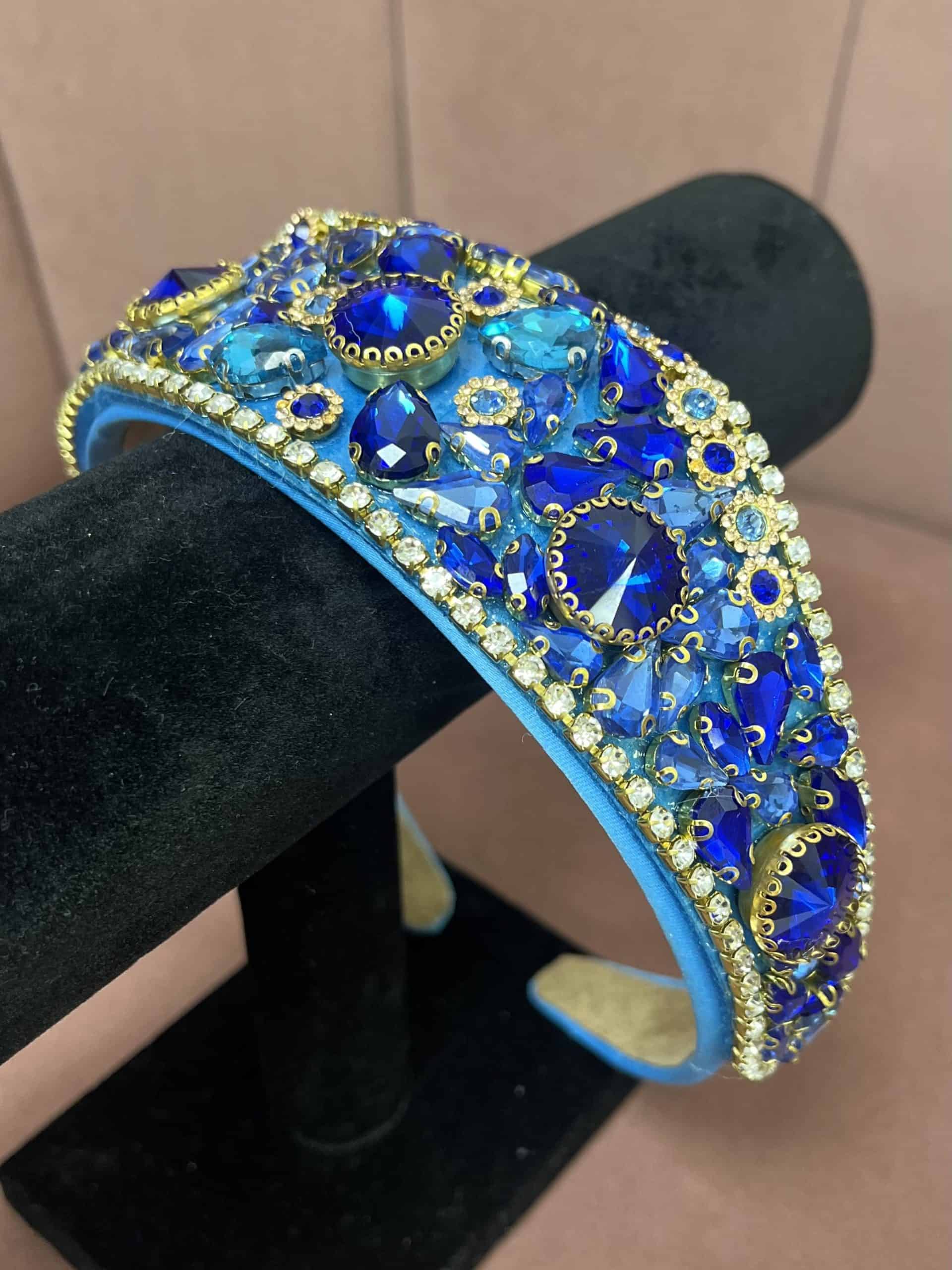 "Demi" Hairband In Turquoise And Royal - Image 2