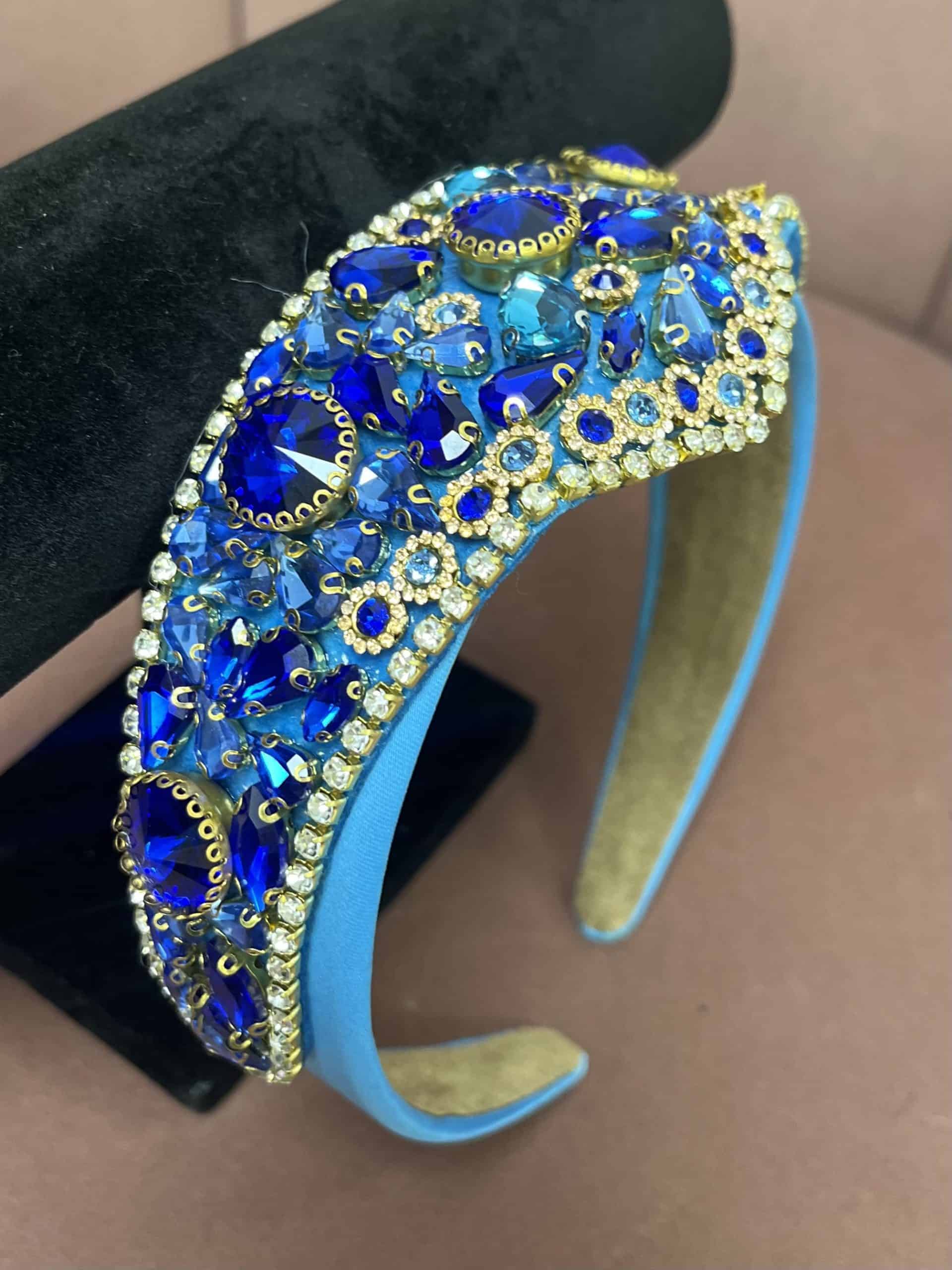 "Demi" Hairband In Turquoise And Royal - Image 3