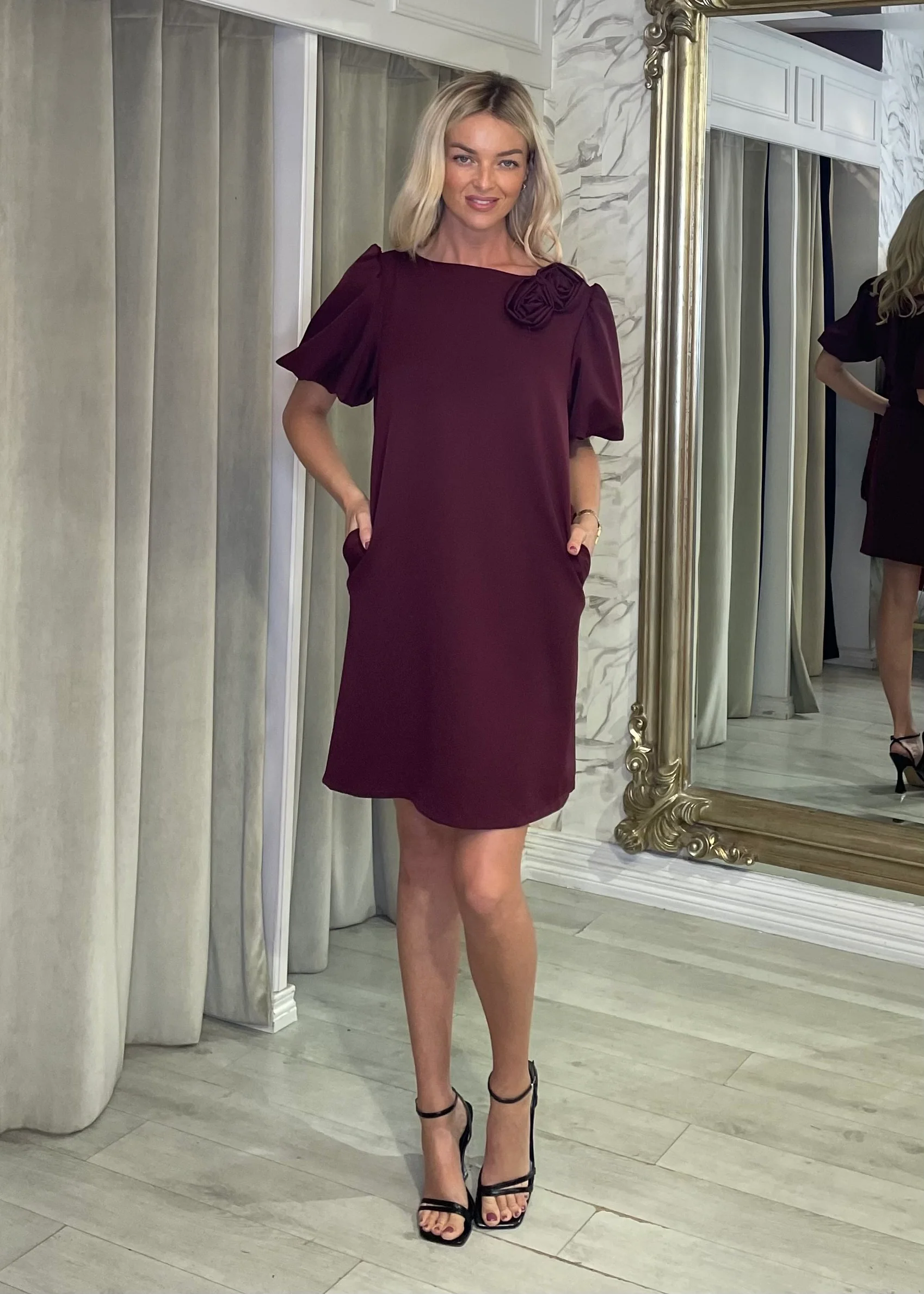 "Emery" Dress In Burgundy - Image 2