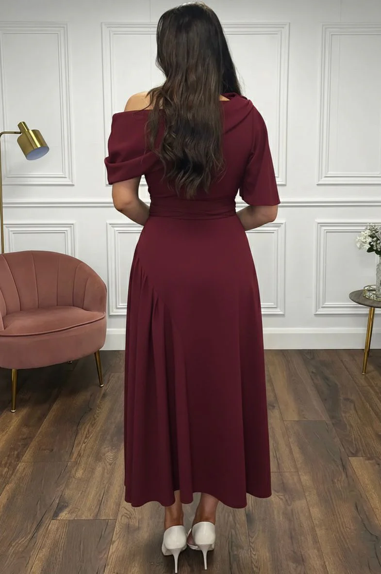 “Francesca” Dress In Burgundy - Image 2