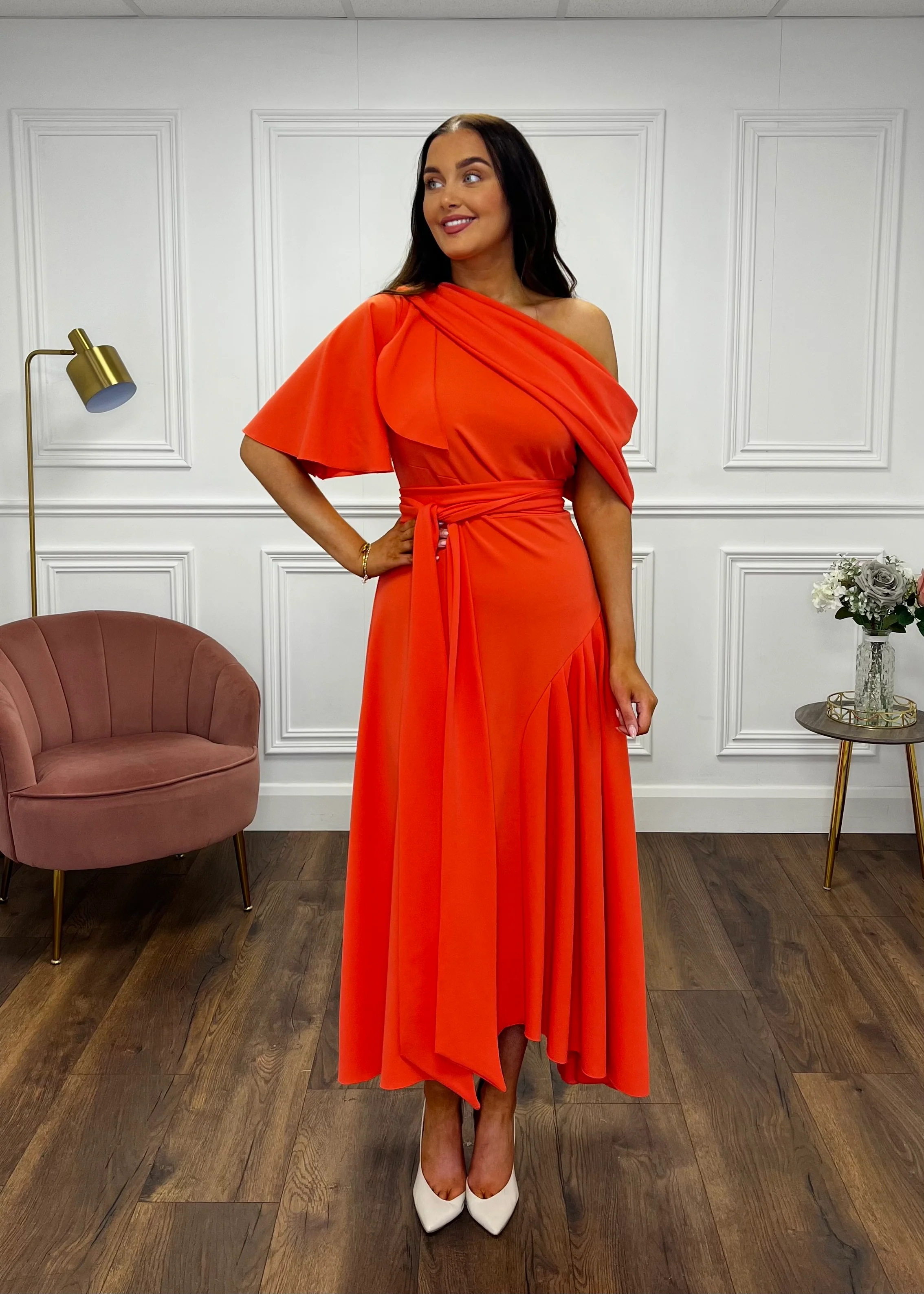 “Francesca” Dress In Coral - Image 3