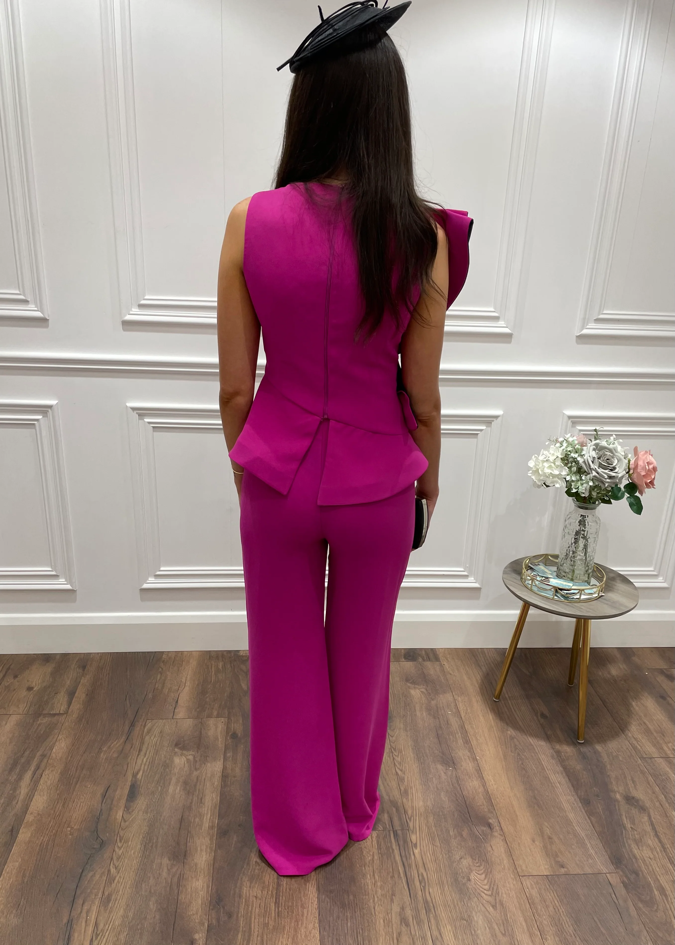 Fuchsia Pink Two Piece With Black Trim - Image 3
