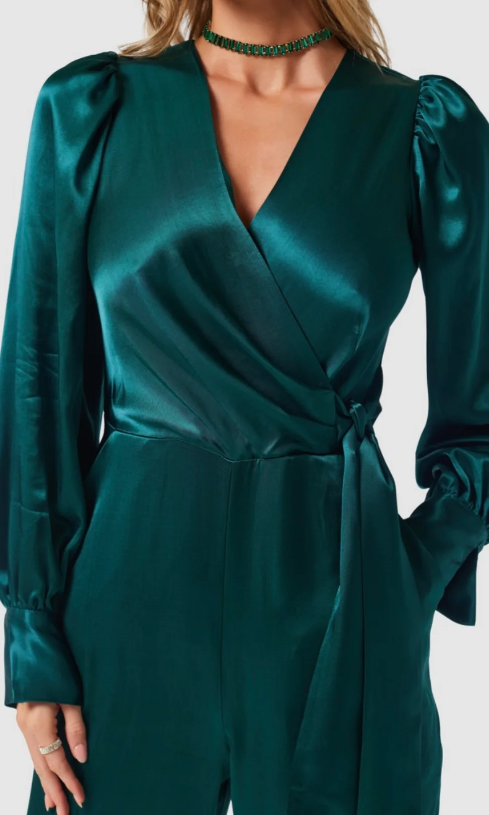 Green Satin Effect Jumpsuit - Image 3