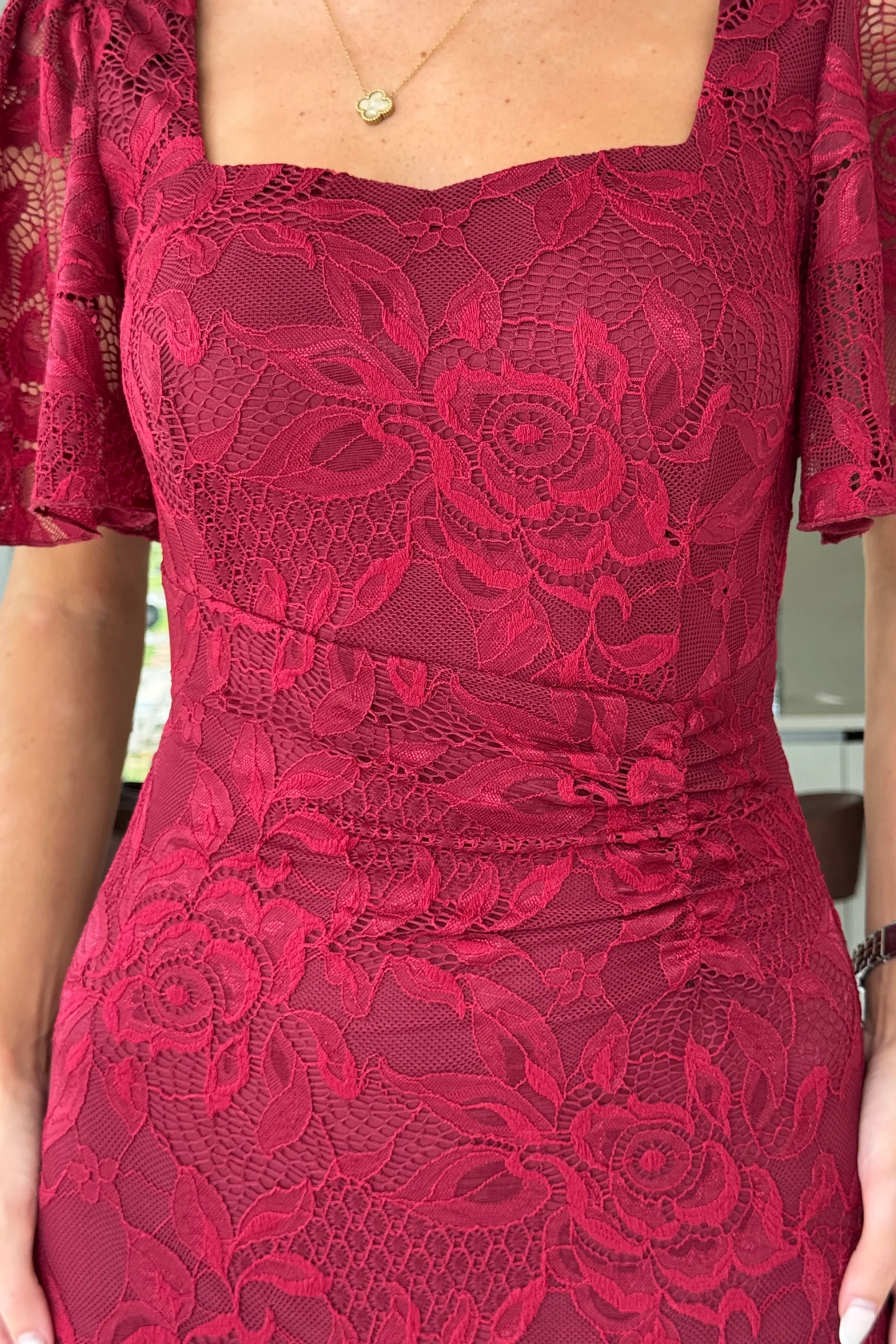 “Heidi” Dress In Berry Lace - Image 3