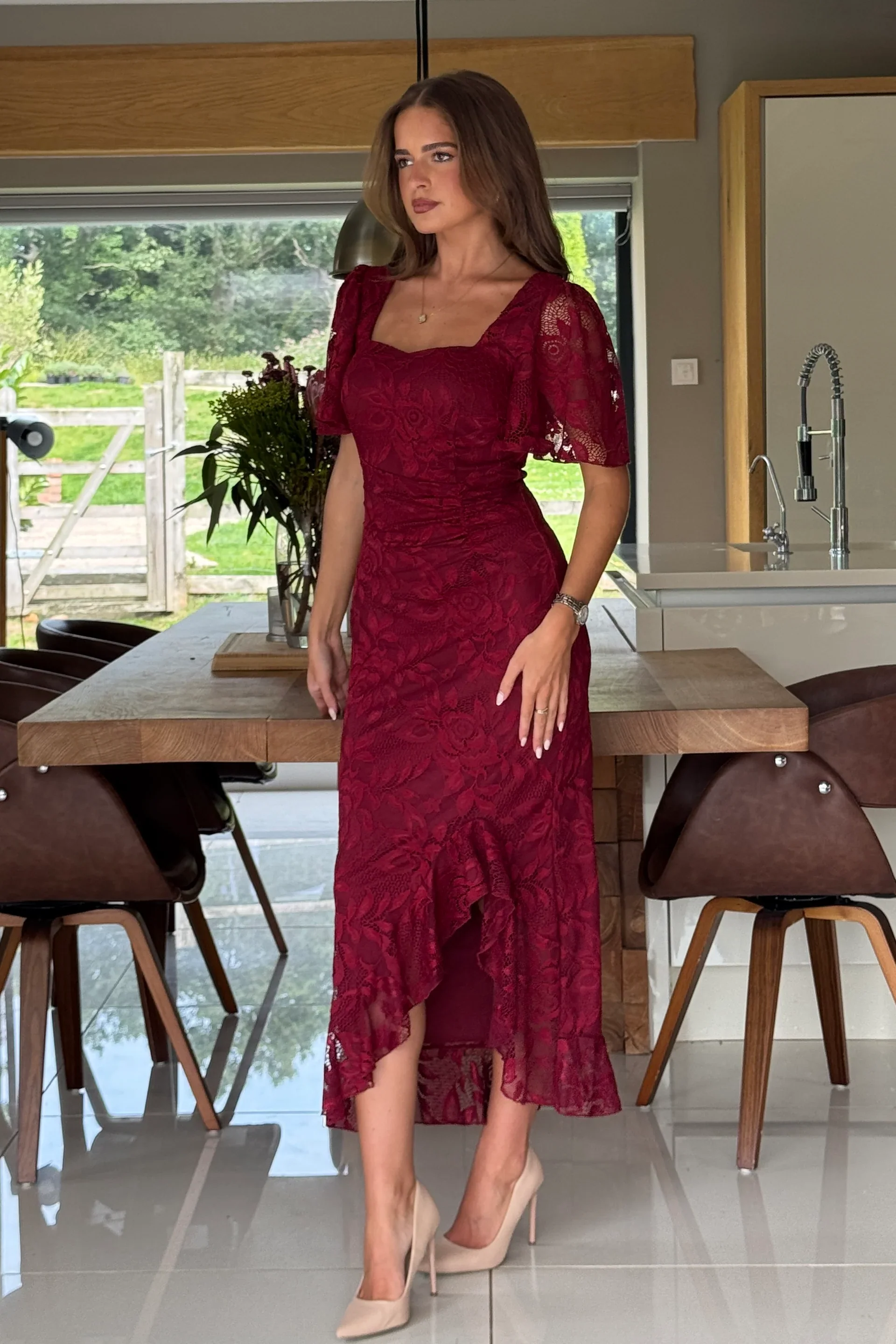 “Heidi” Dress In Berry Lace - Image 4
