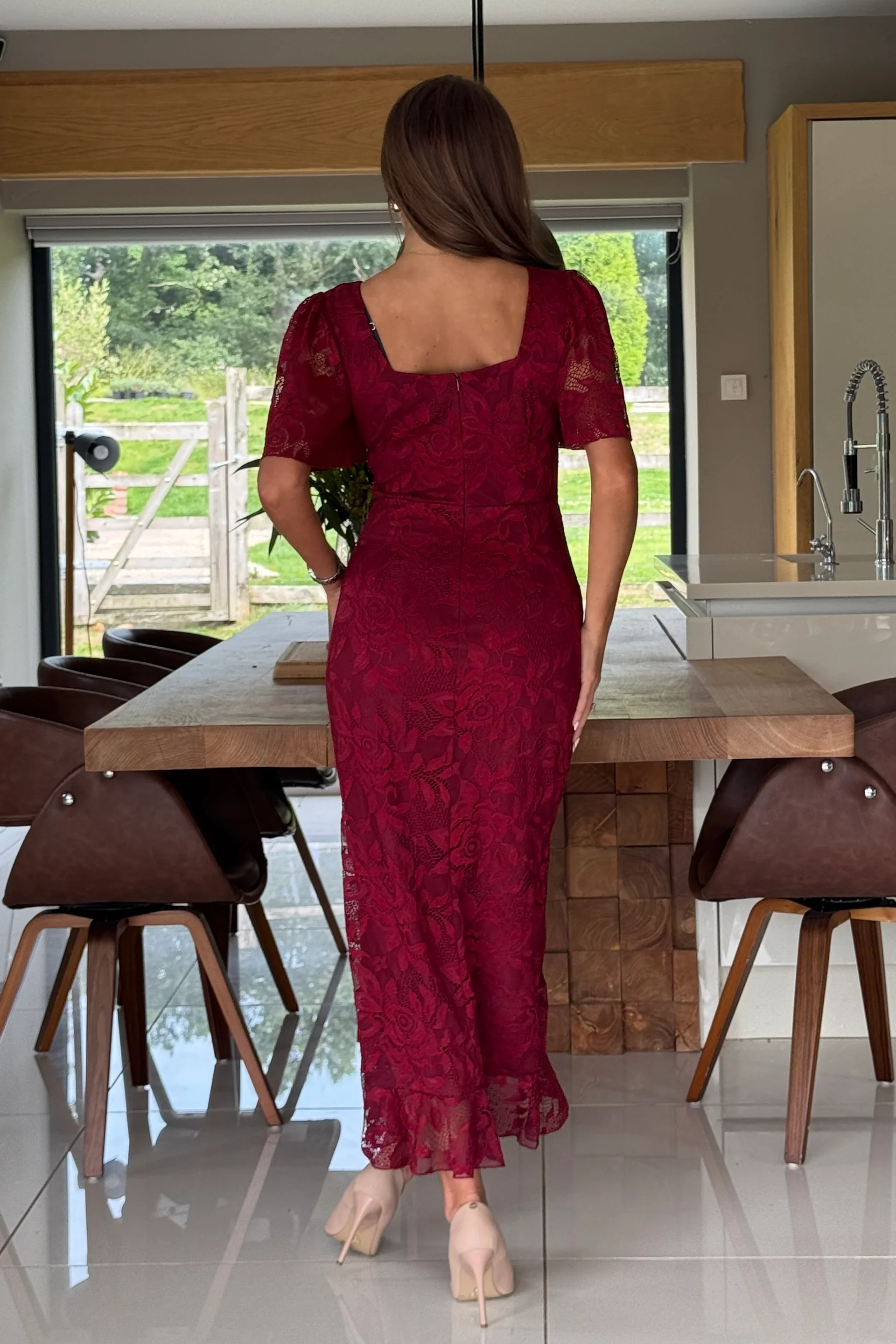 “Heidi” Dress In Berry Lace - Image 5