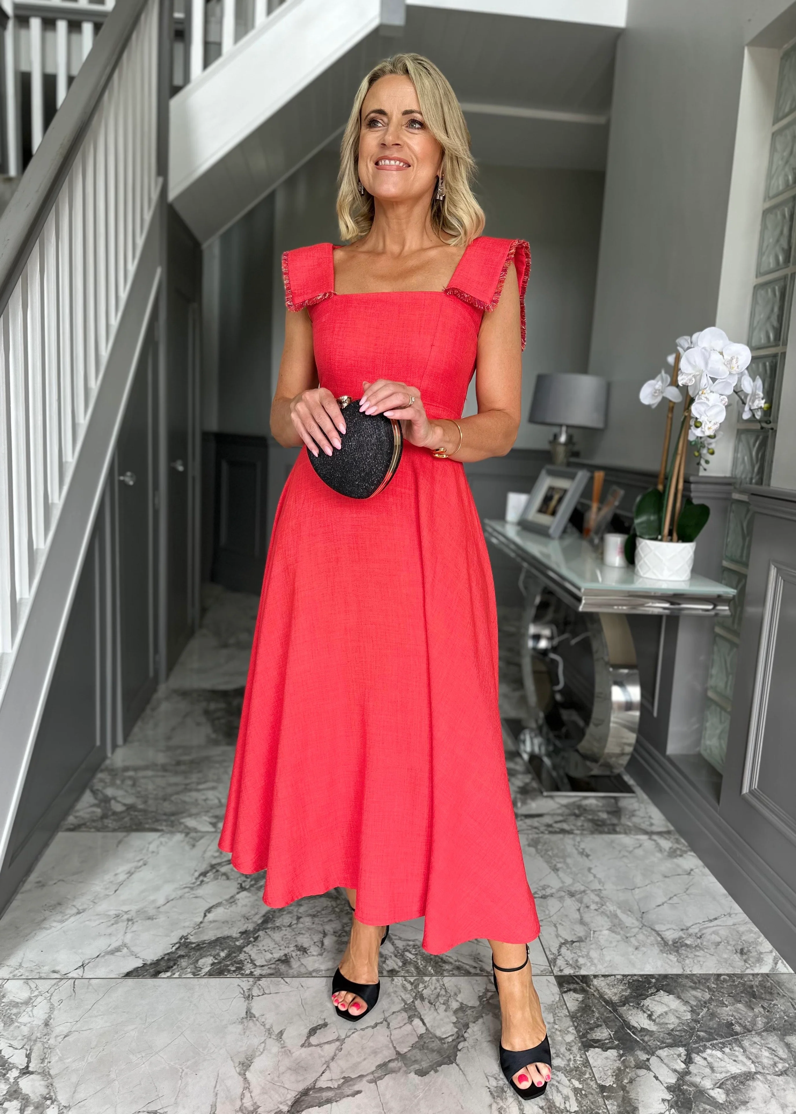 “Helena” Dress In Coral - Image 2