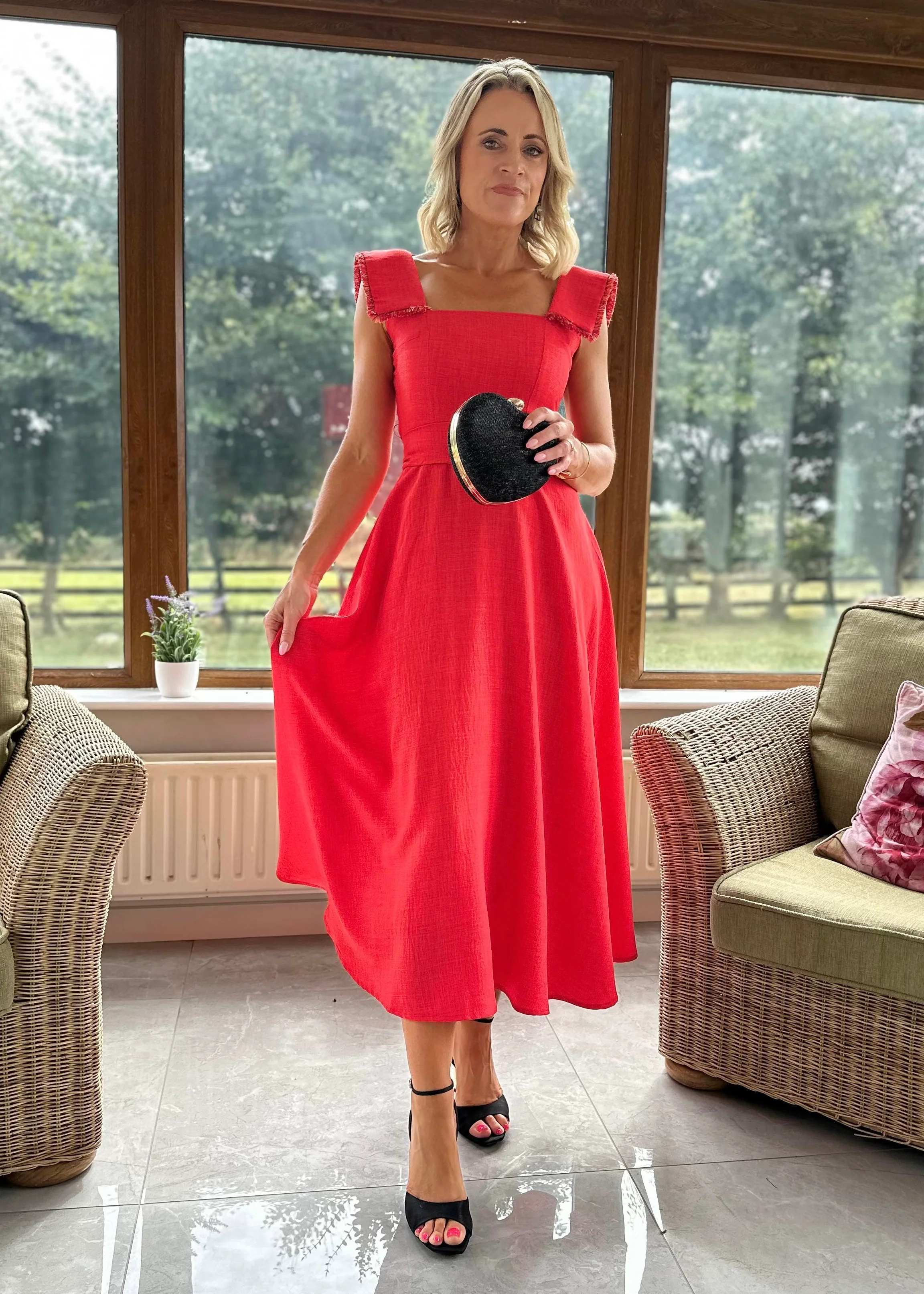 “Helena” Dress In Coral - Image 3