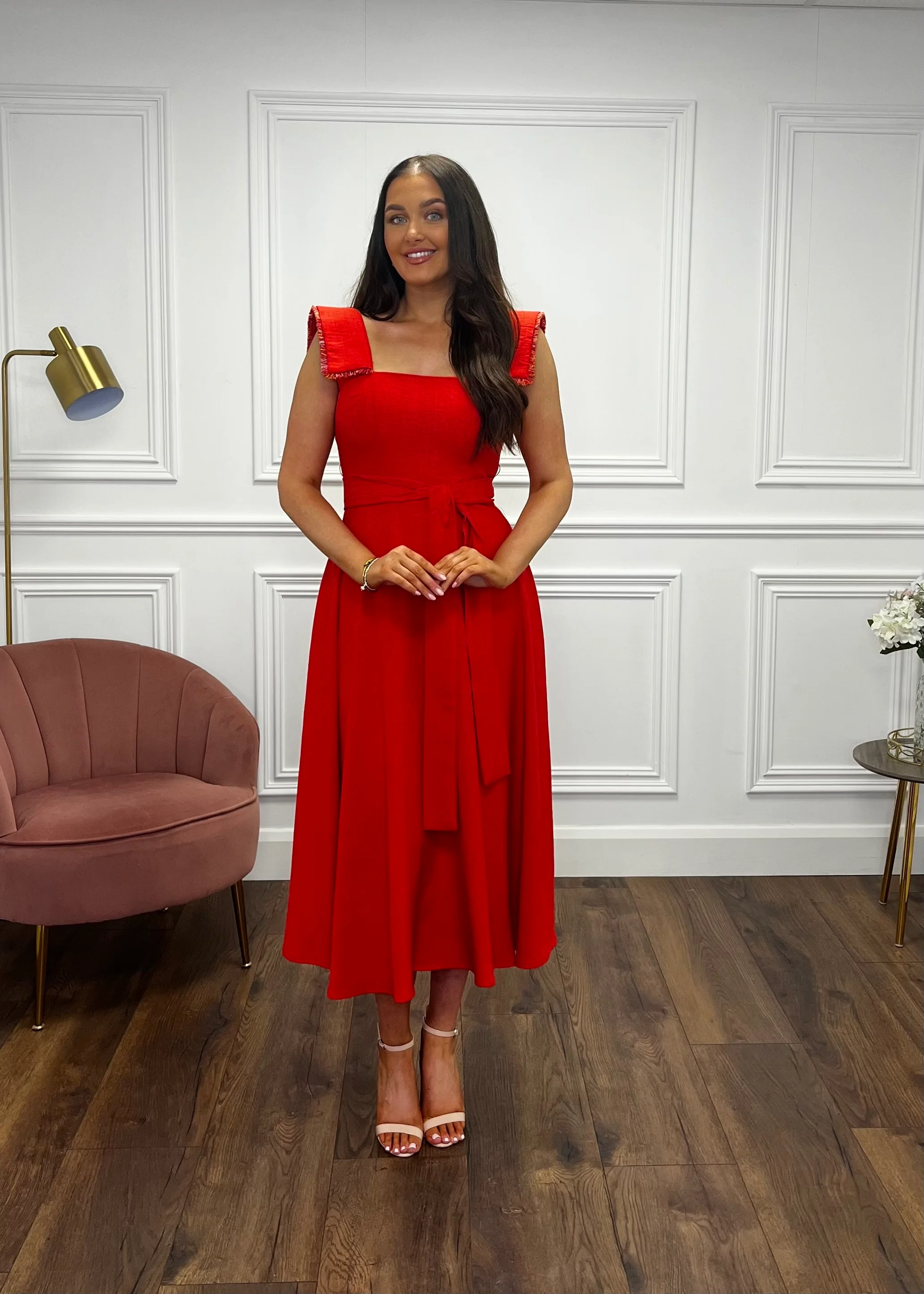 “Helena” Dress In Coral - Image 4