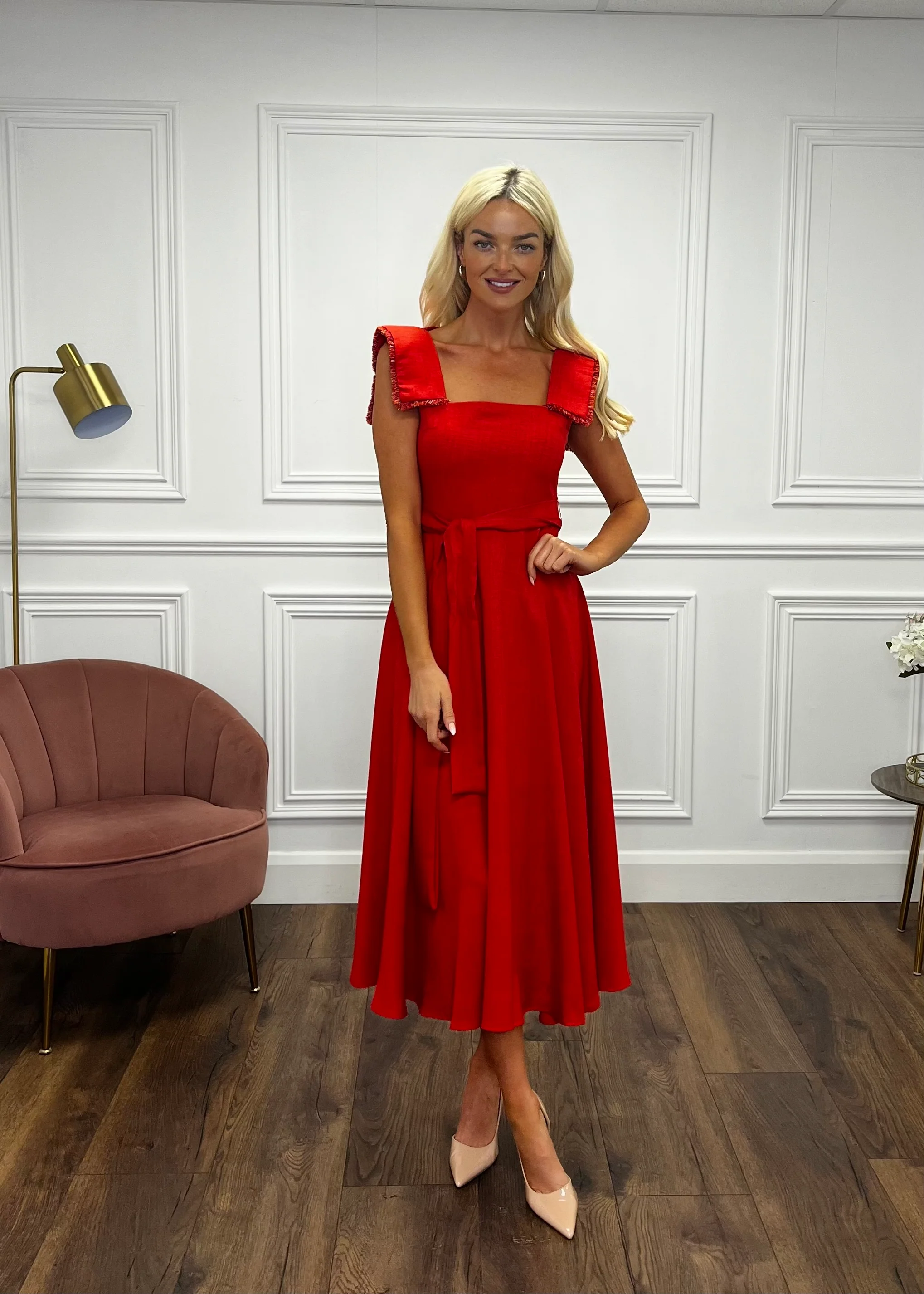 “Helena” Dress In Coral - Image 5