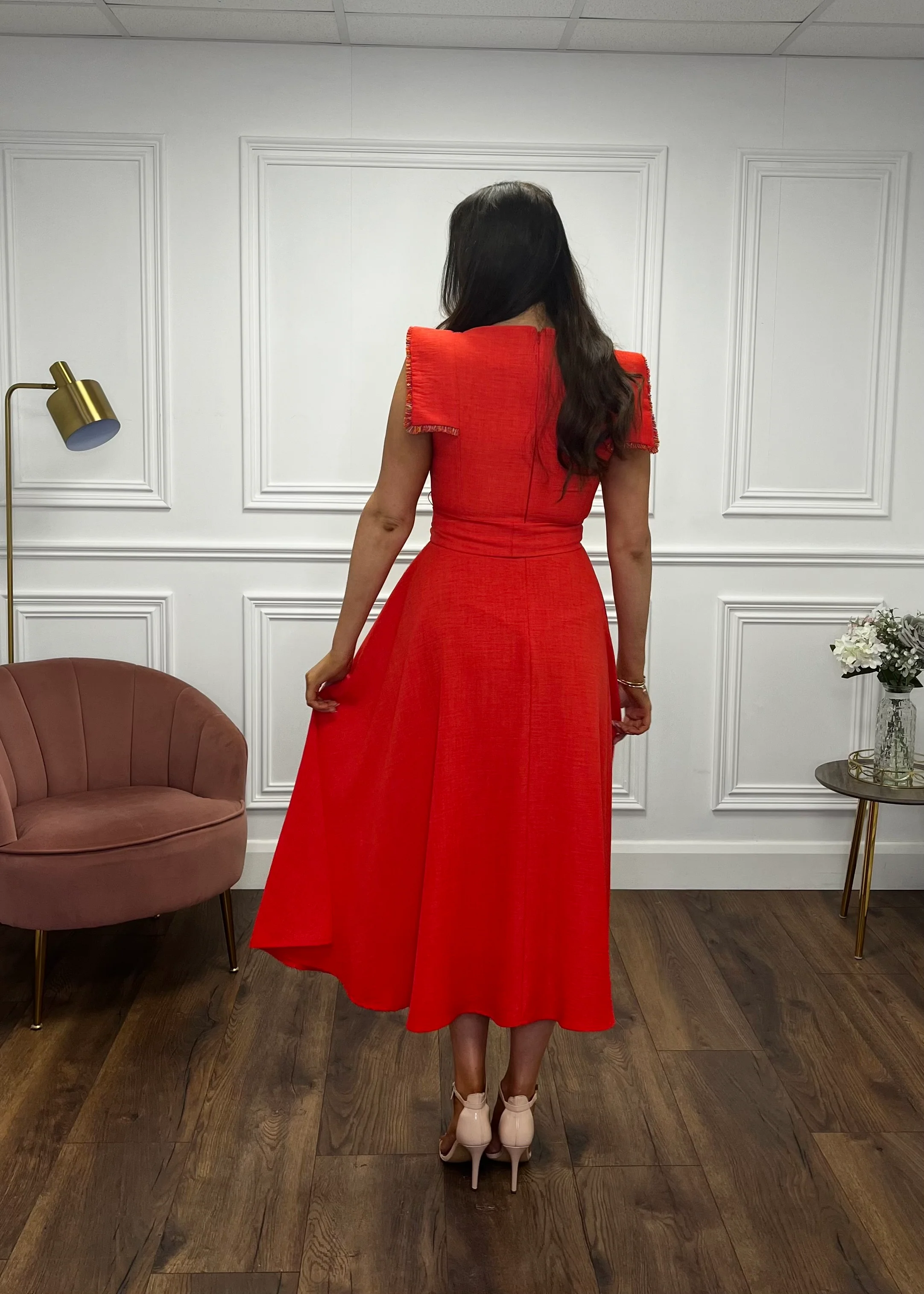 “Helena” Dress In Coral - Image 8