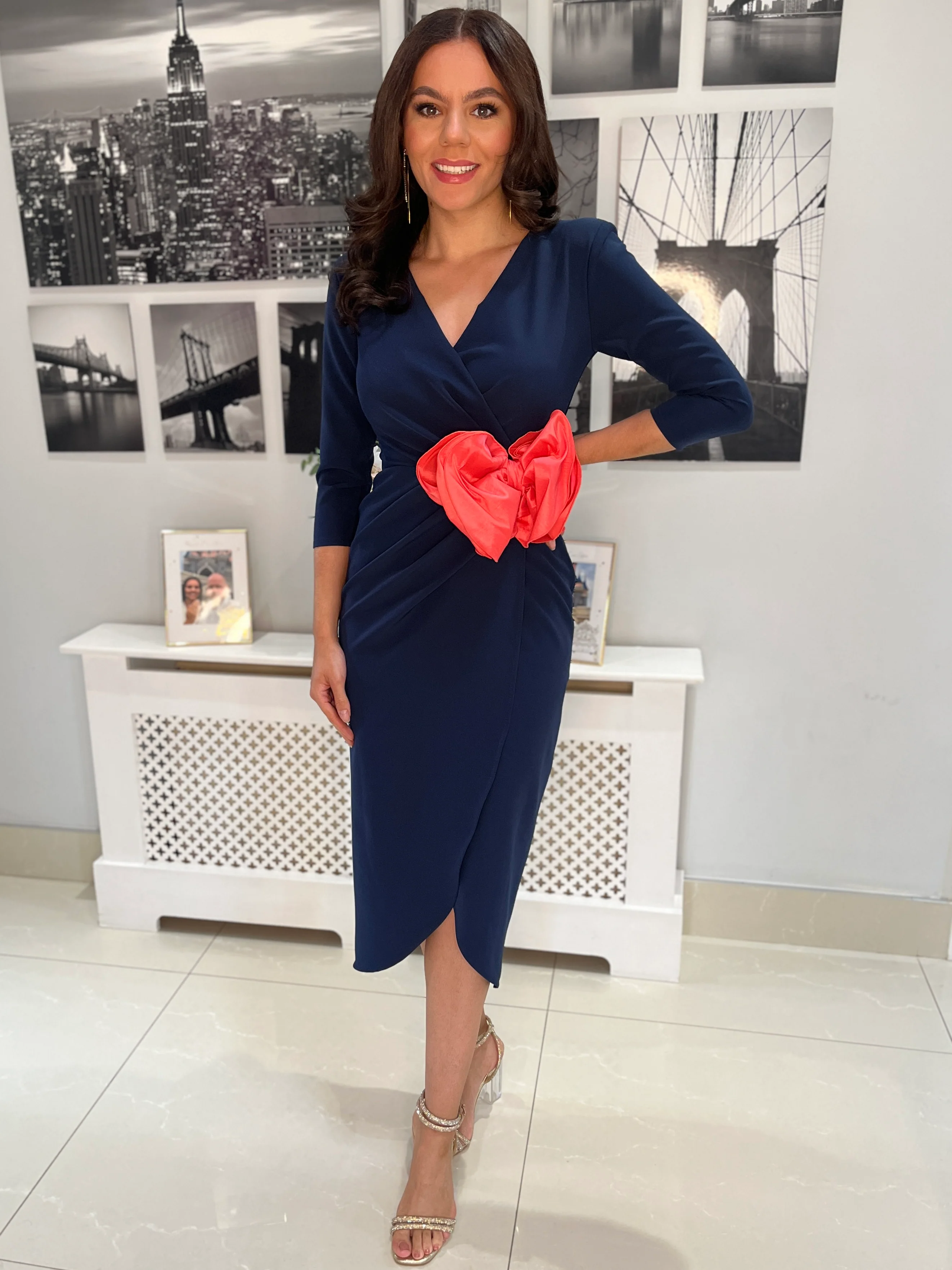 “Imogen” Dress In Navy - Image 2