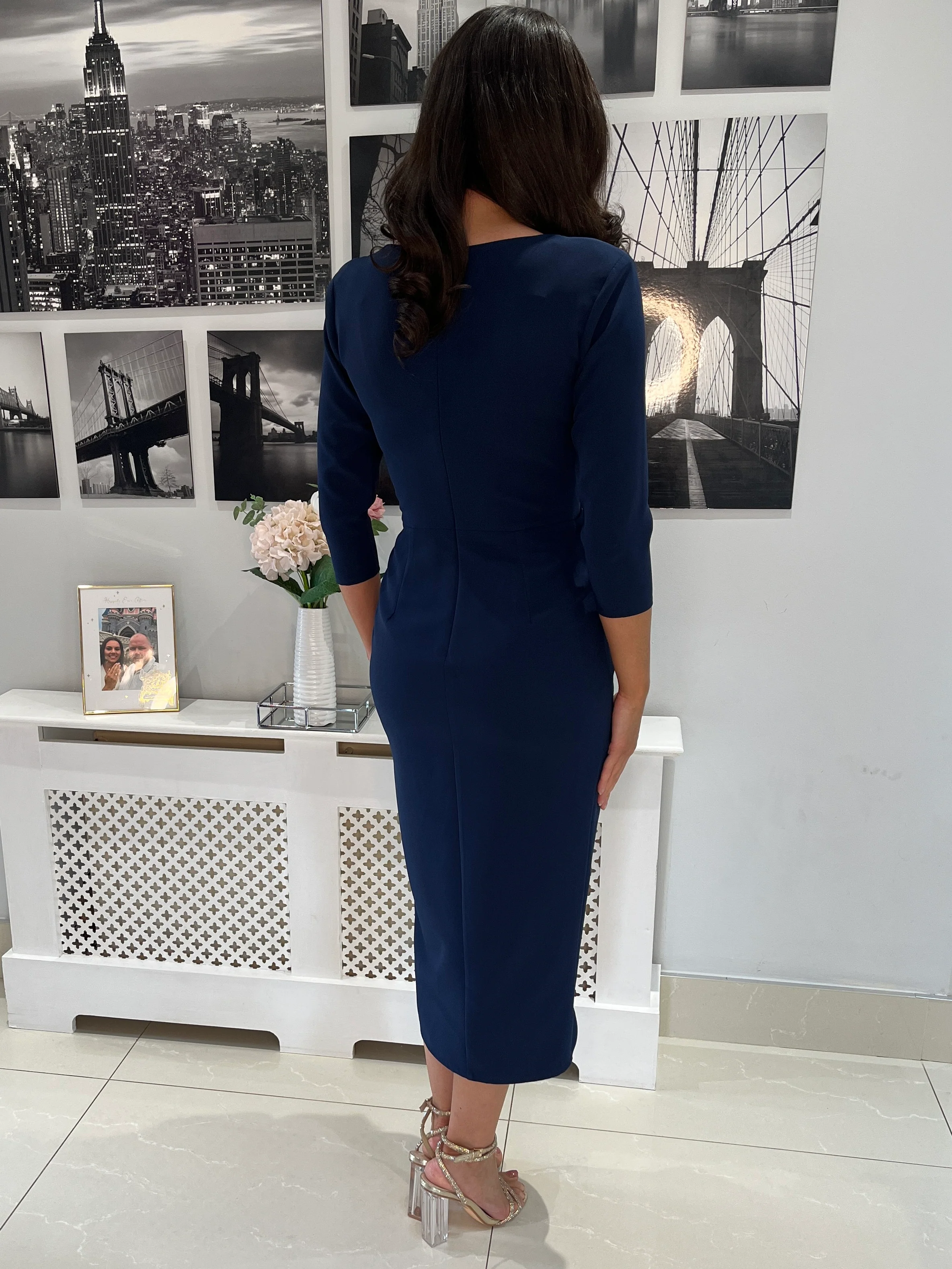 “Imogen” Dress In Navy - Image 4