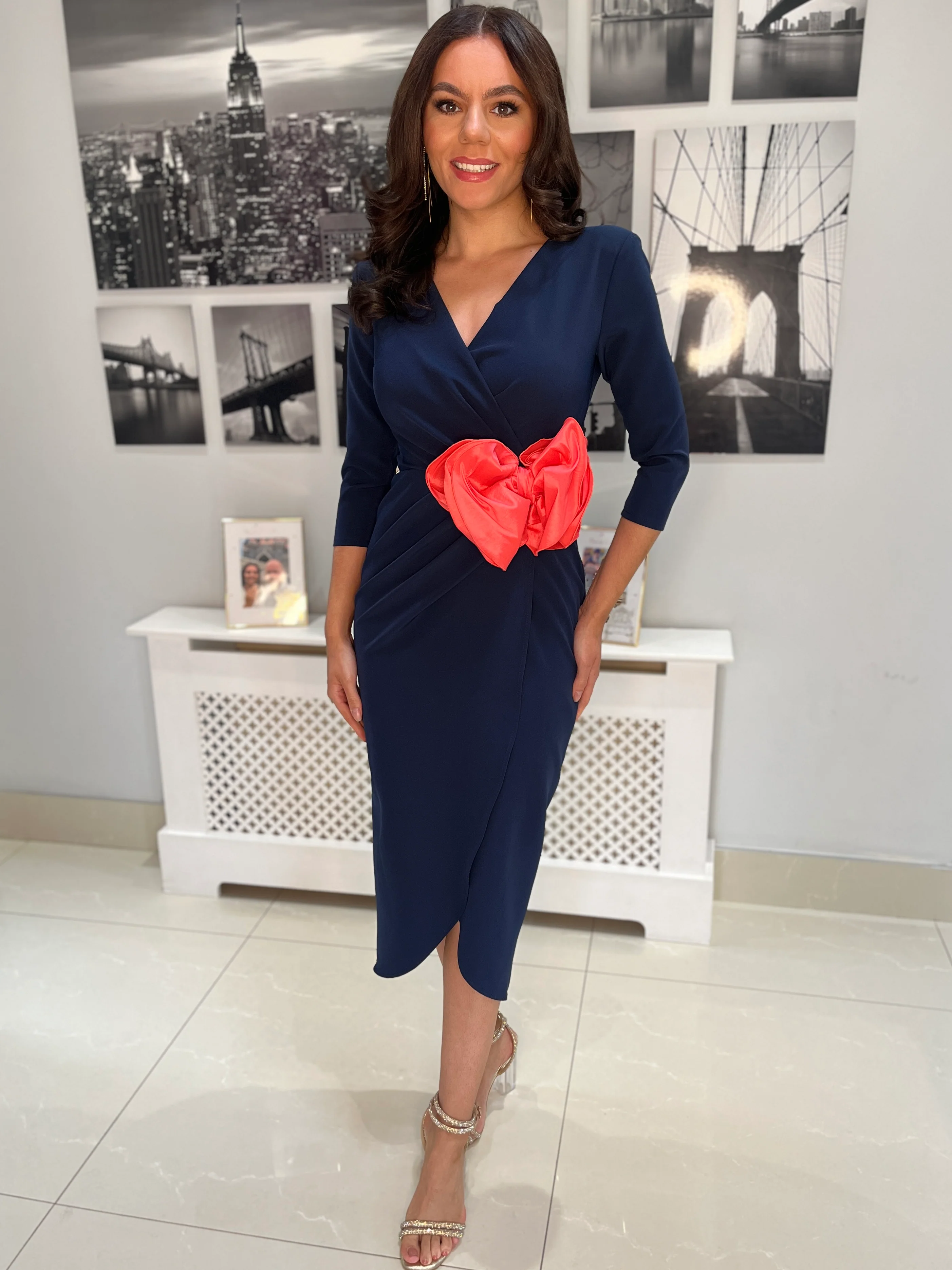 “Imogen” Dress In Navy - Image 5