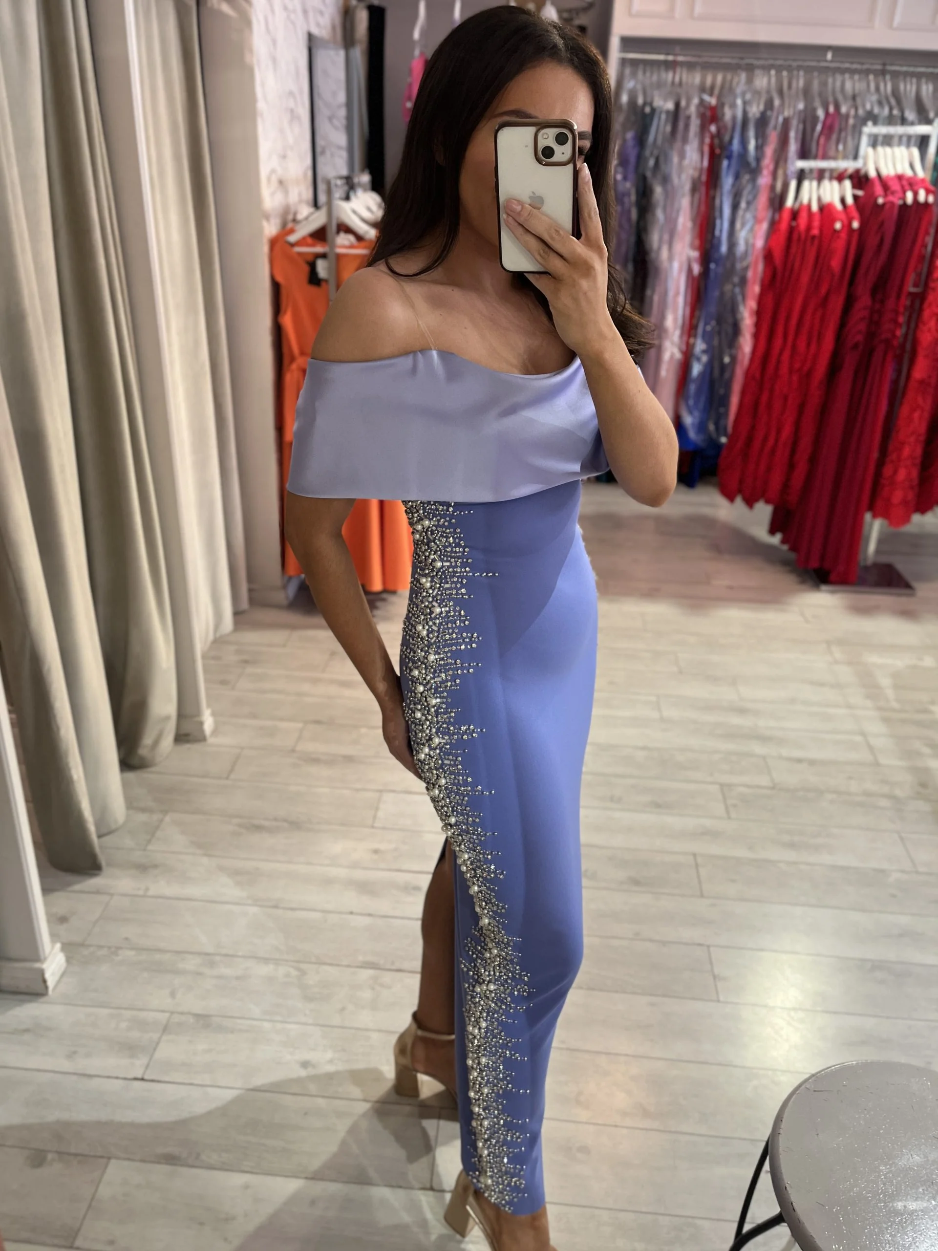 "Isabella" Dress In Periwinkle Blue - Image 3