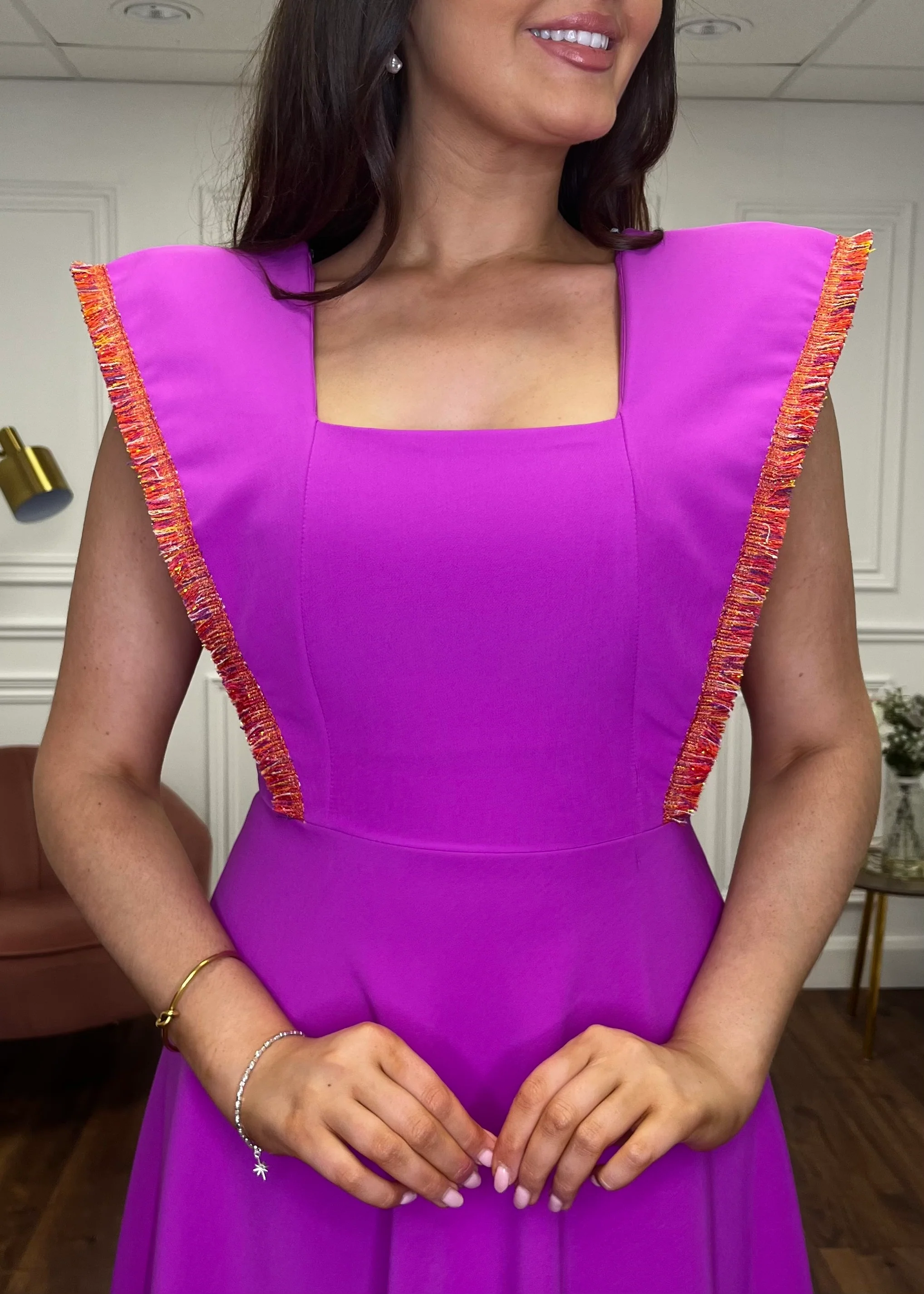 “Kelsie” Dress In Magenta - Image 3
