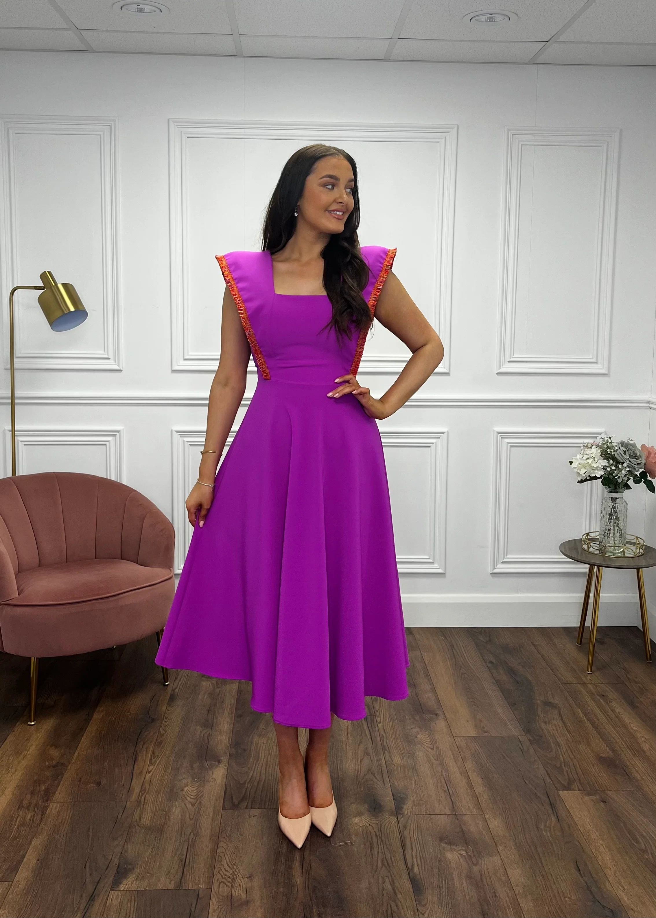 “Kelsie” Dress In Magenta - Image 5