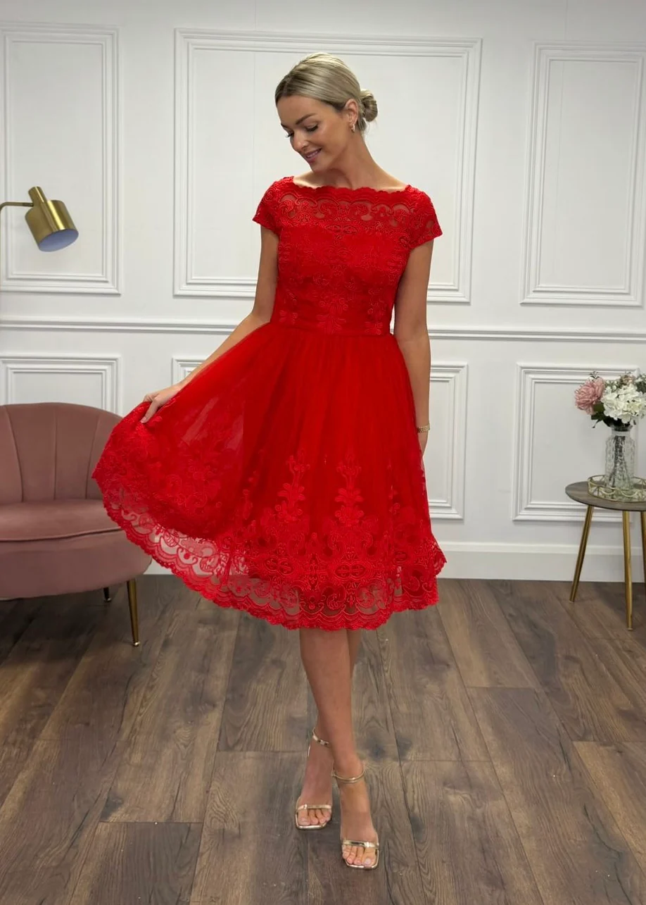 "Lacy" Dress In Red - Image 3