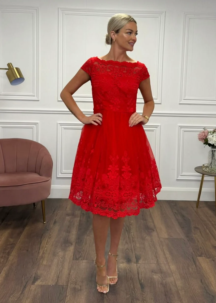"Lacy" Dress In Red - Image 6