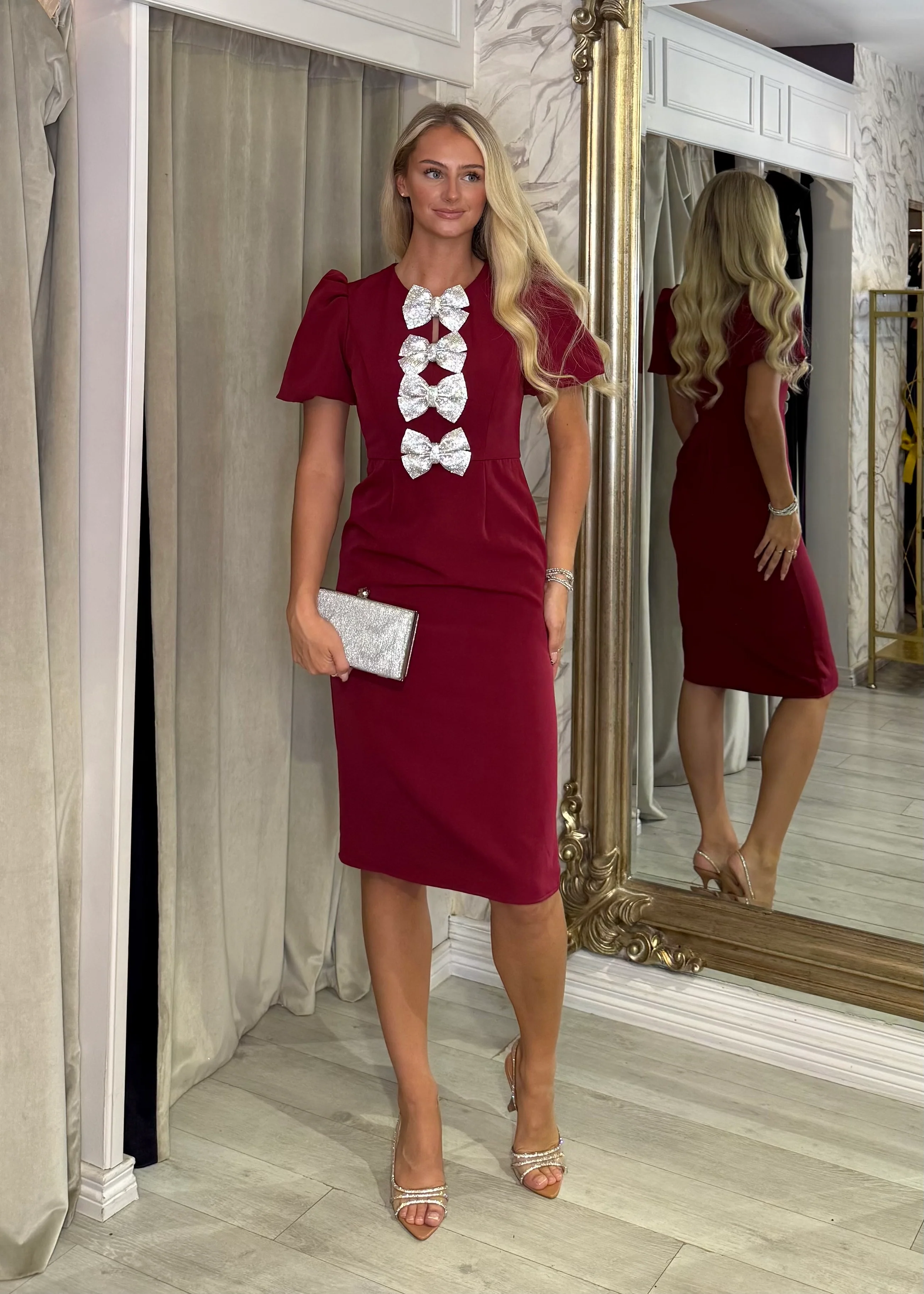 "Lipsy" Dress In Burgundy - Image 3