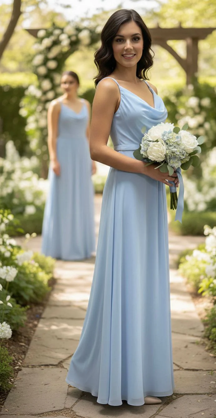 “Luna” Bridesmaid Dress In Pale Blue - Image 2