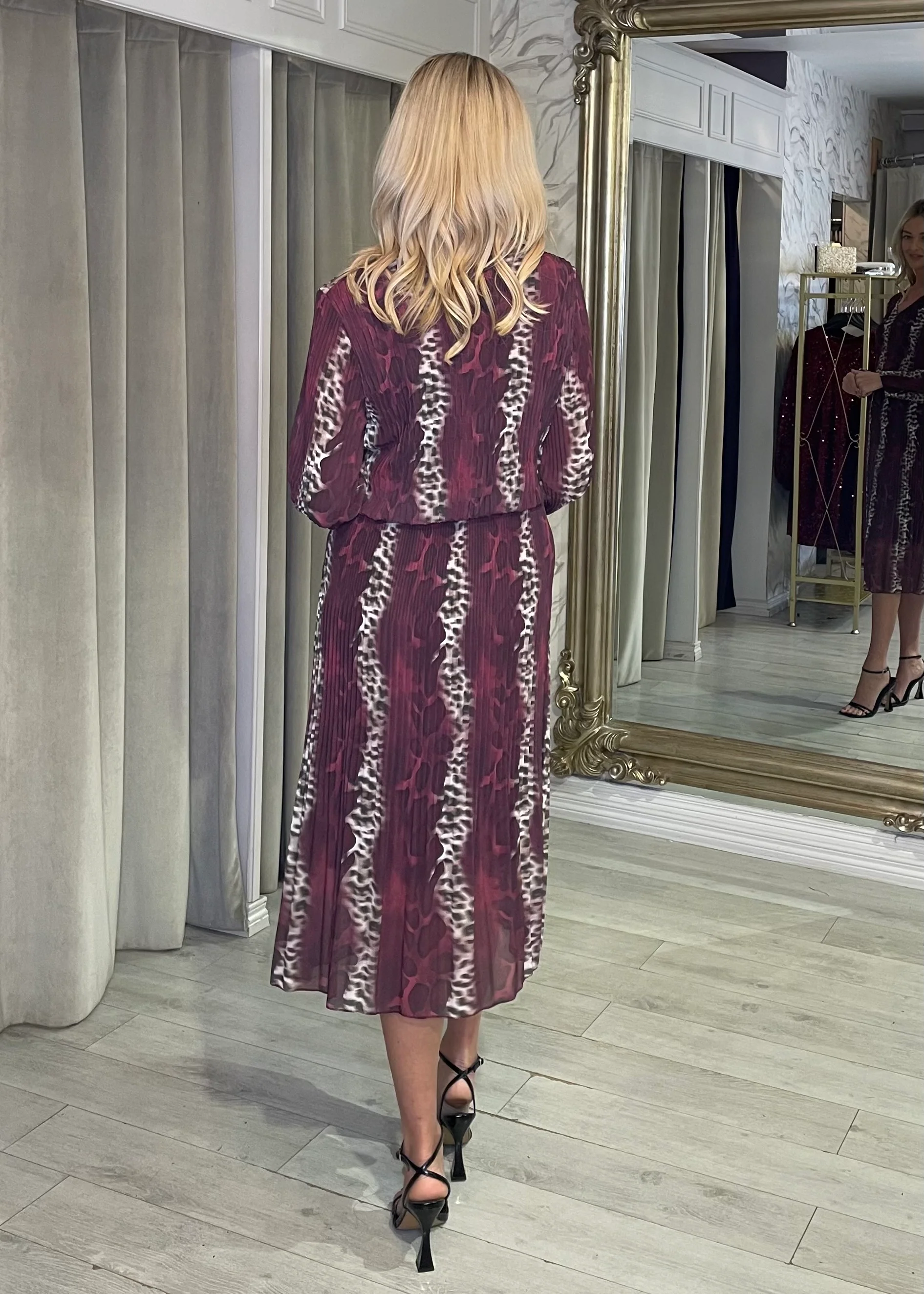 “Maggie” Dress In Mulberry Print - Image 4