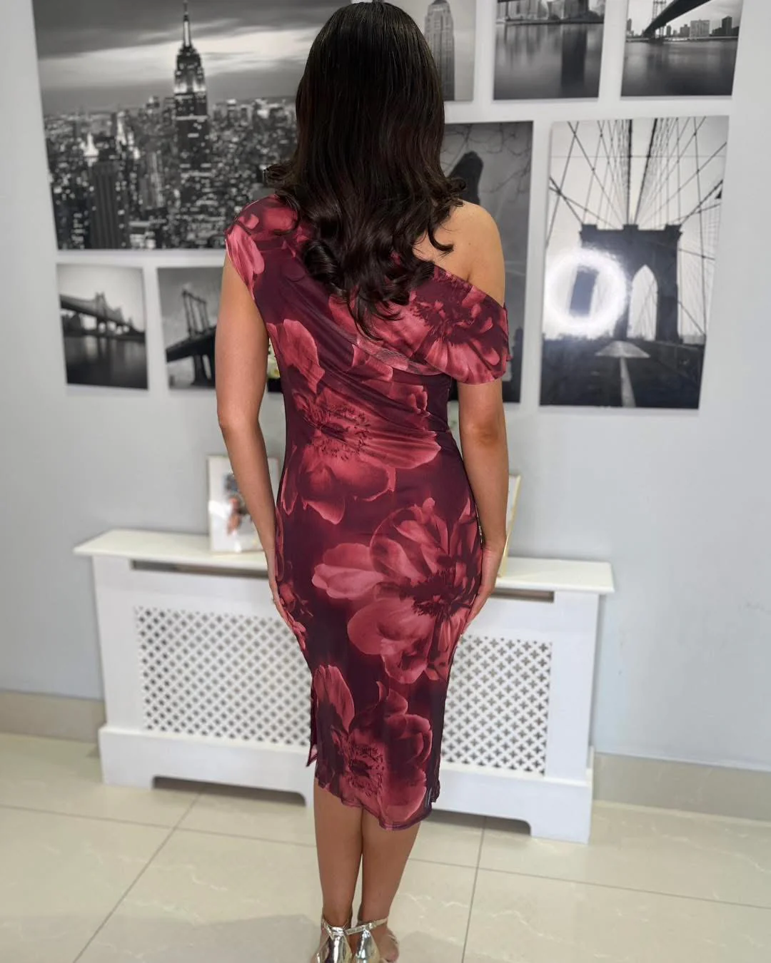 “Murielle” Dress Floral Print Mesh - Image 3