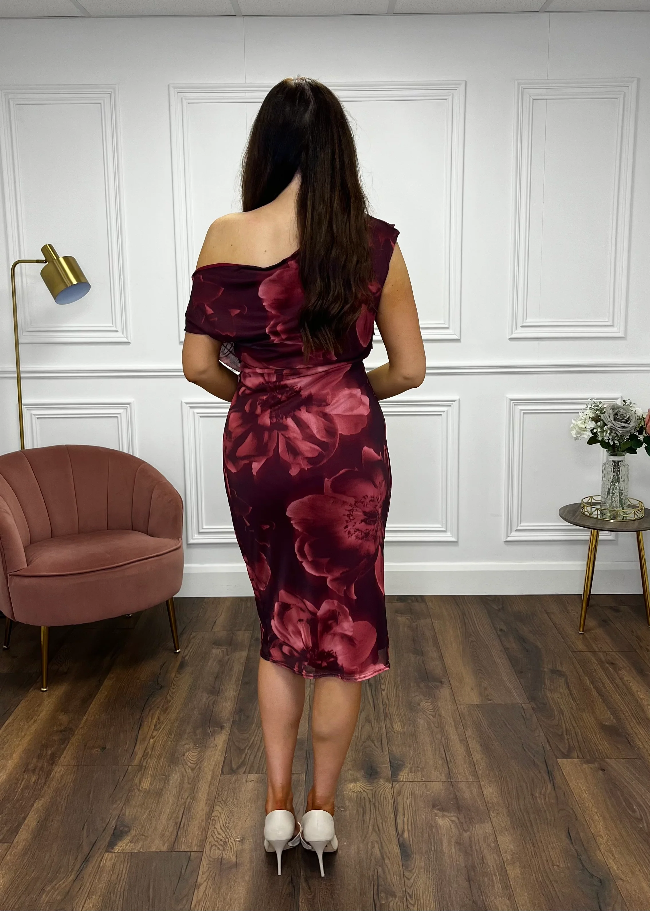 “Murielle” Dress Floral Print Mesh - Image 9