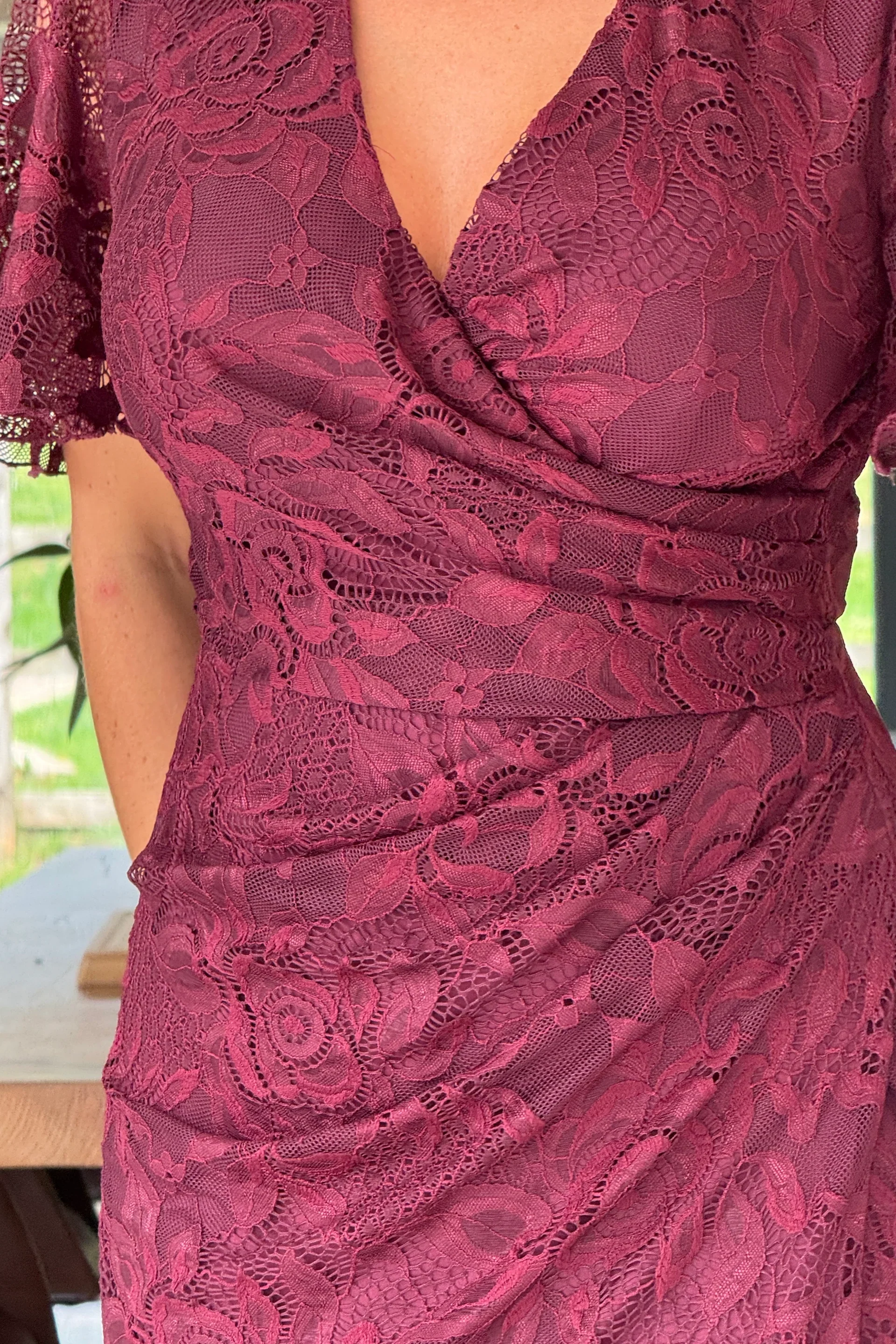 “Natasha” Dress In Berry Lace - Image 3