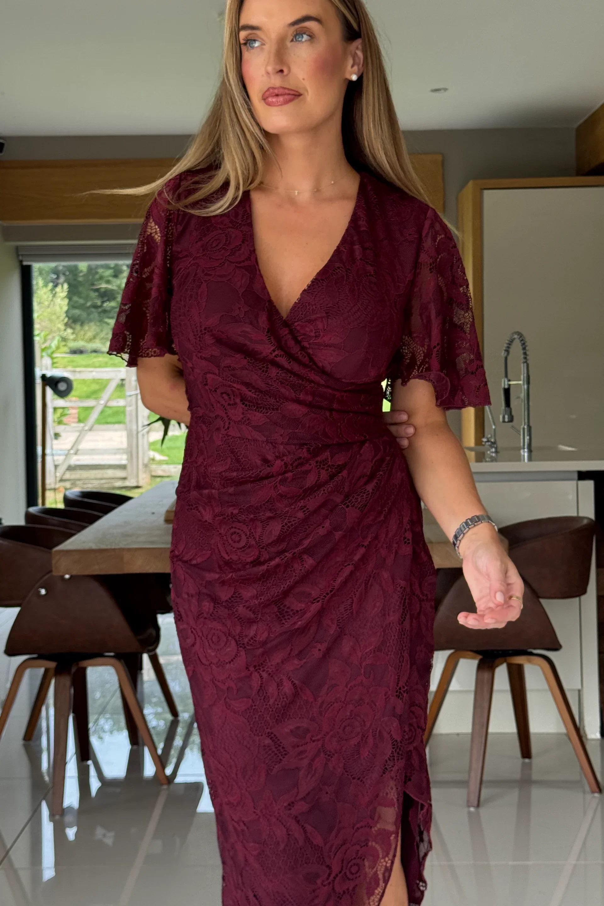 “Natasha” Dress In Berry Lace - Image 4