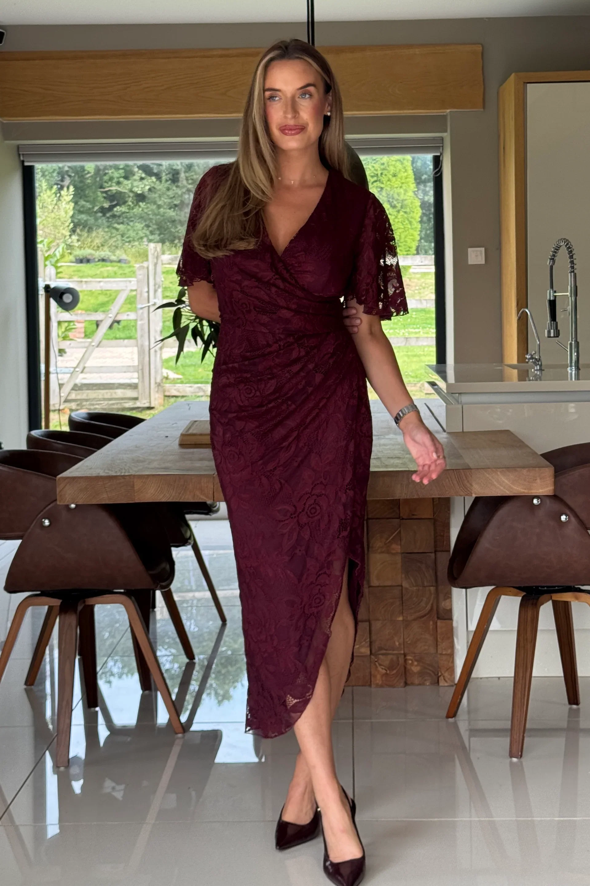“Natasha” Dress In Berry Lace - Image 5