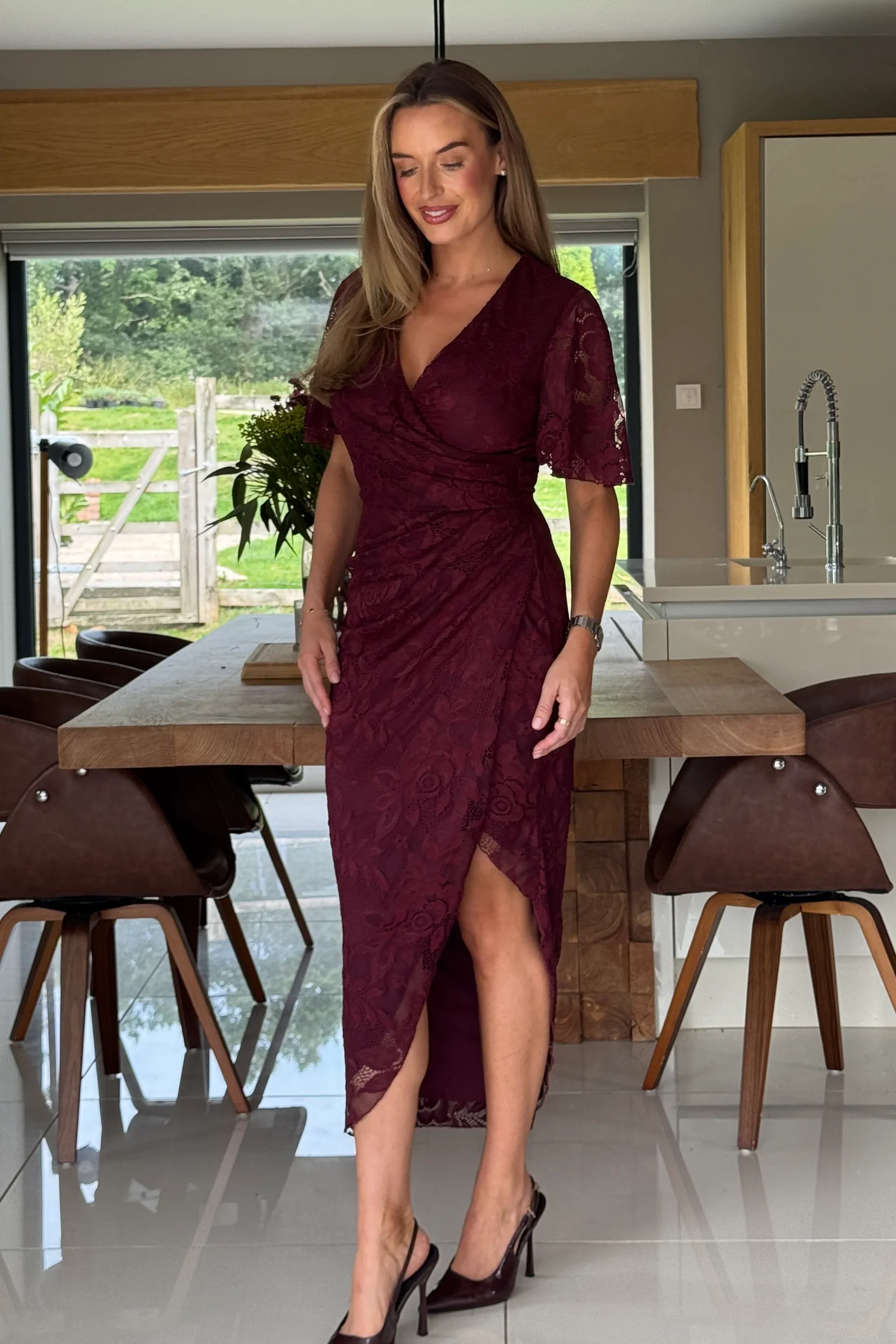 “Natasha” Dress In Berry Lace - Image 6