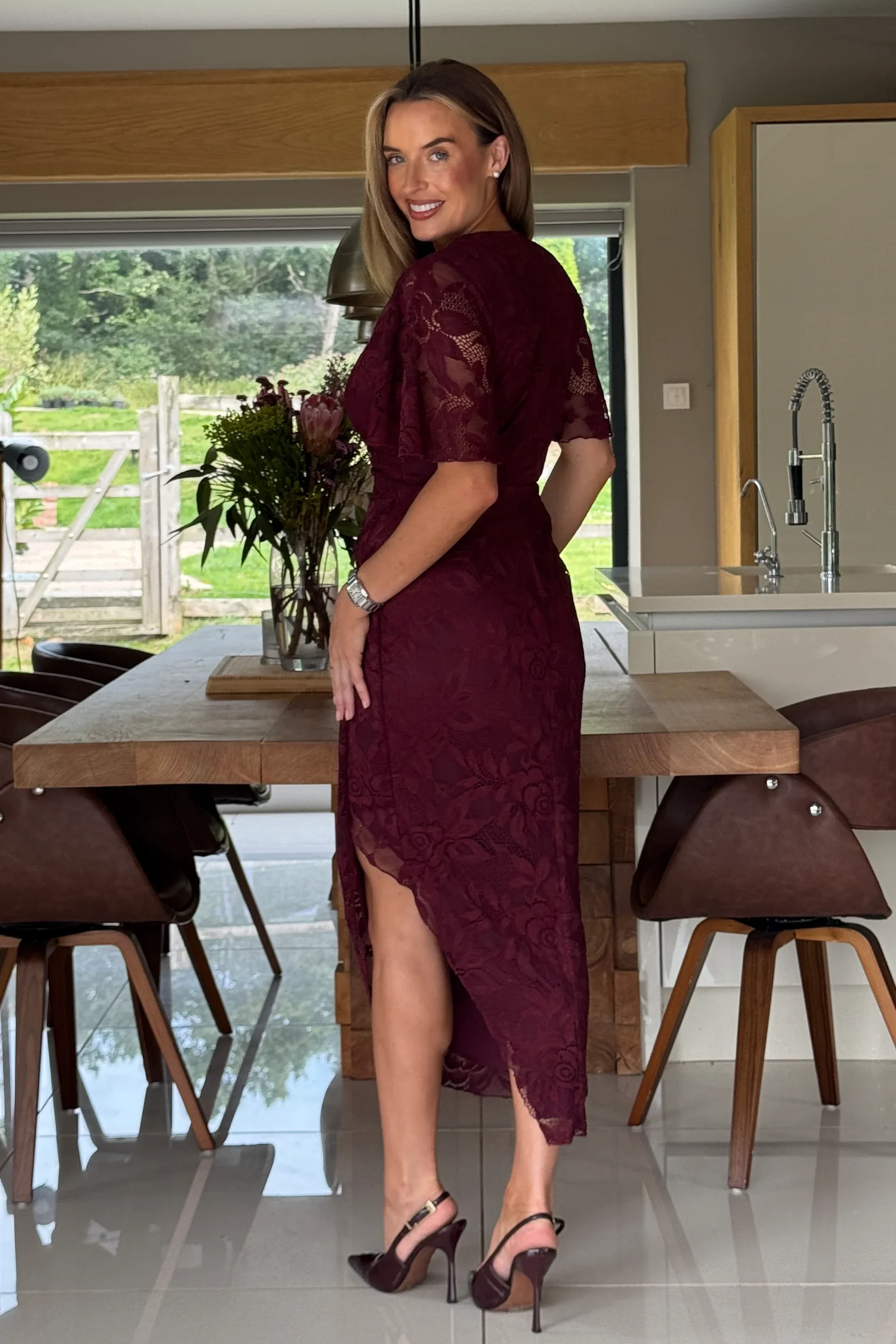 “Natasha” Dress In Berry Lace - Image 7