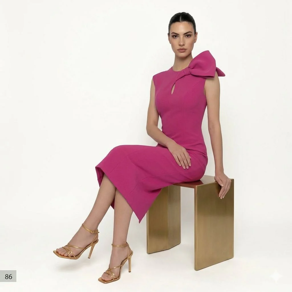 "Ola" Dress In Fuchsia - Image 3