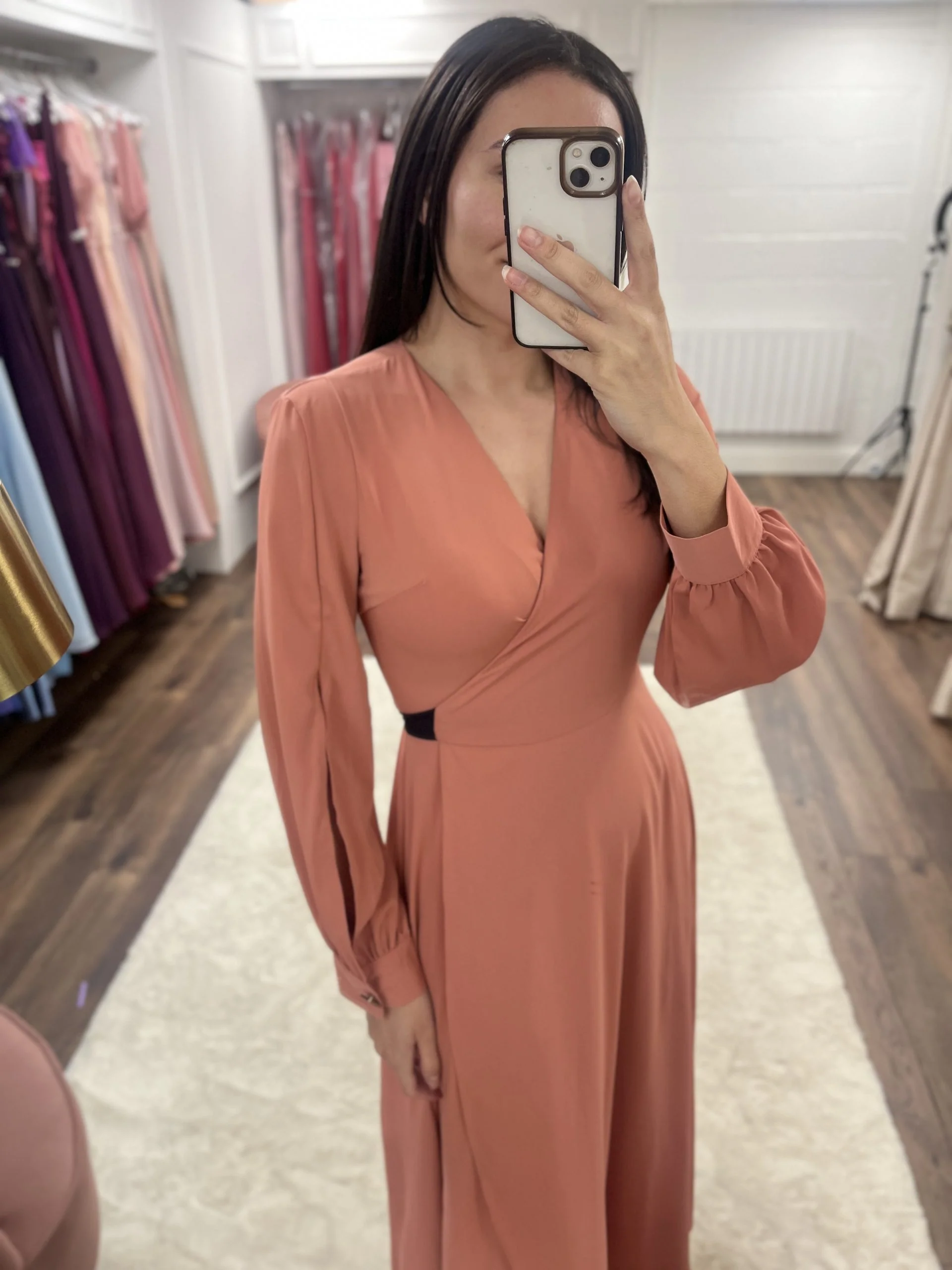 Pale Pink Wrap Dress With Split Sleeve - Image 3