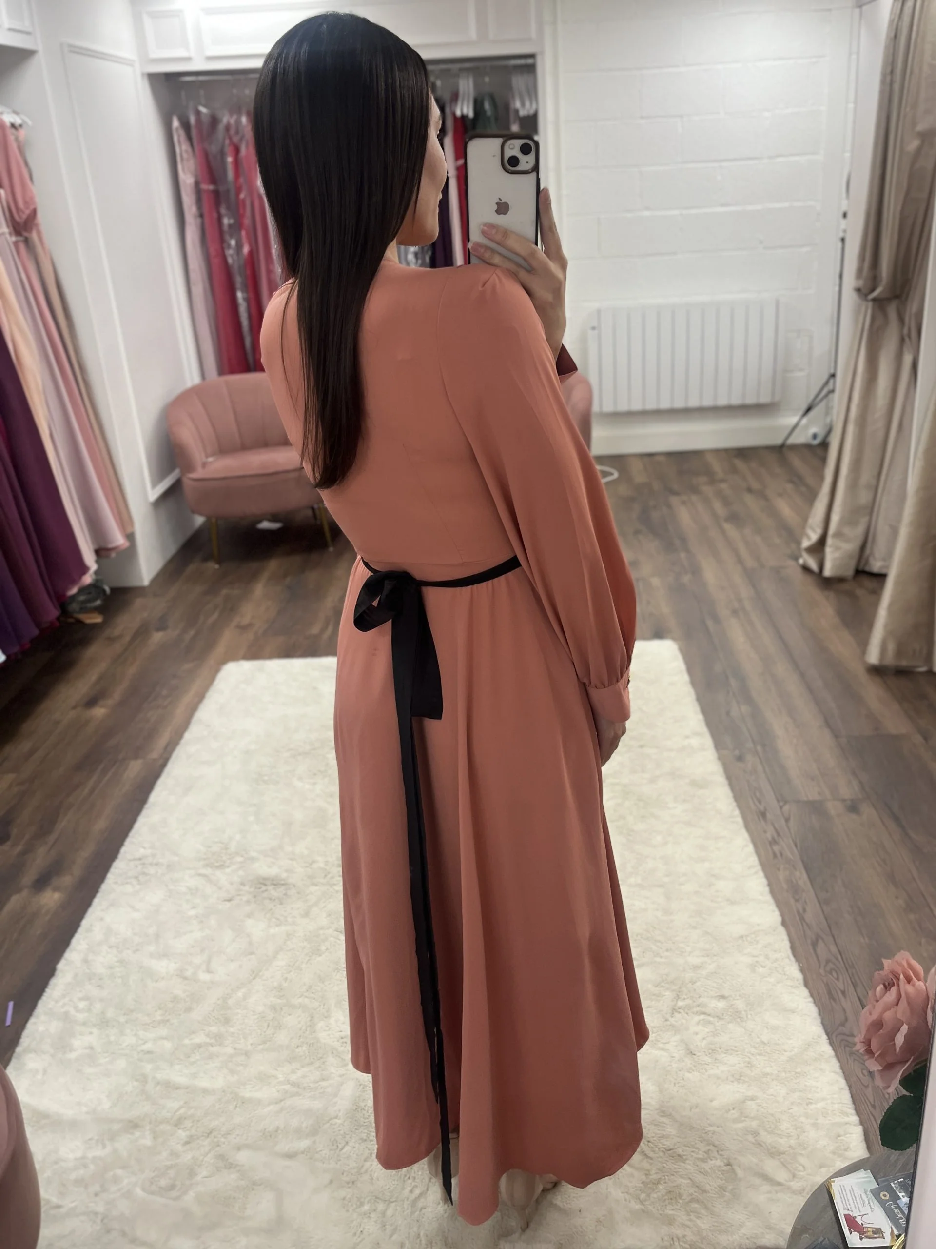 Pale Pink Wrap Dress With Split Sleeve - Image 4