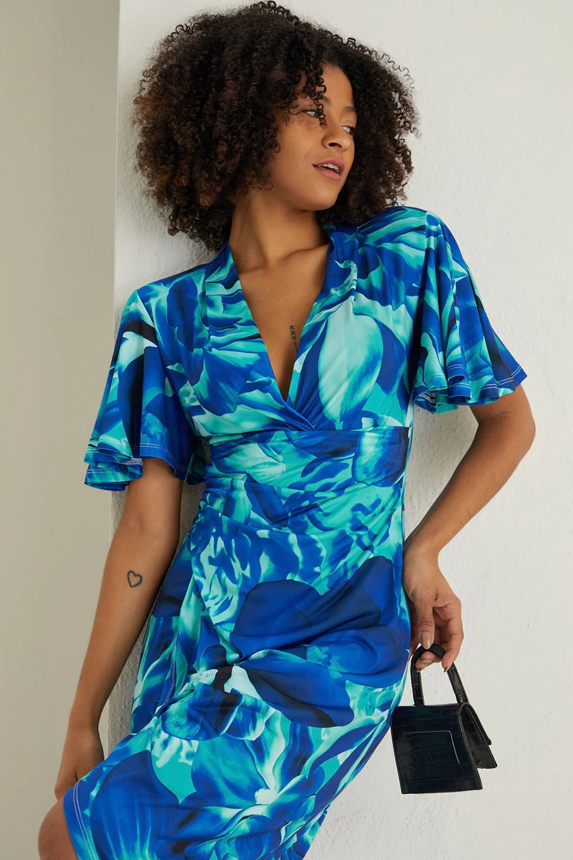 "Amelie" Dress In Blue Print - Image 3