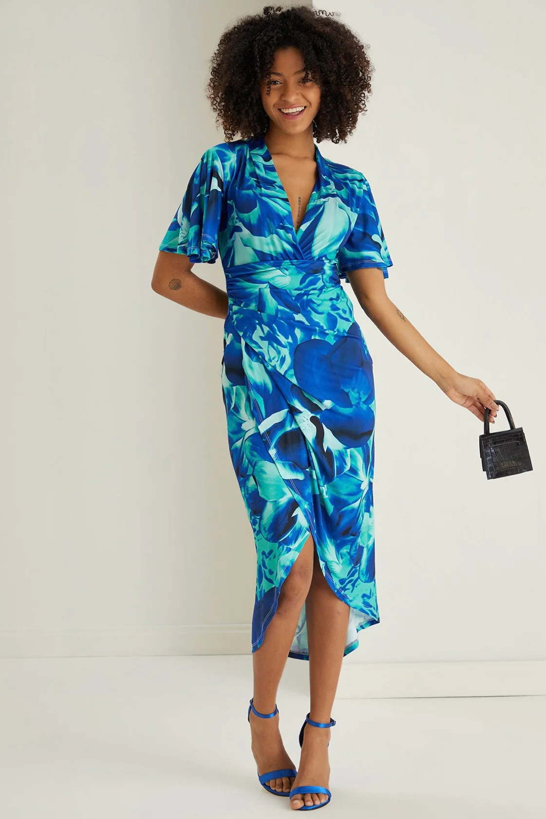 "Amelie" Dress In Blue Print - Image 4